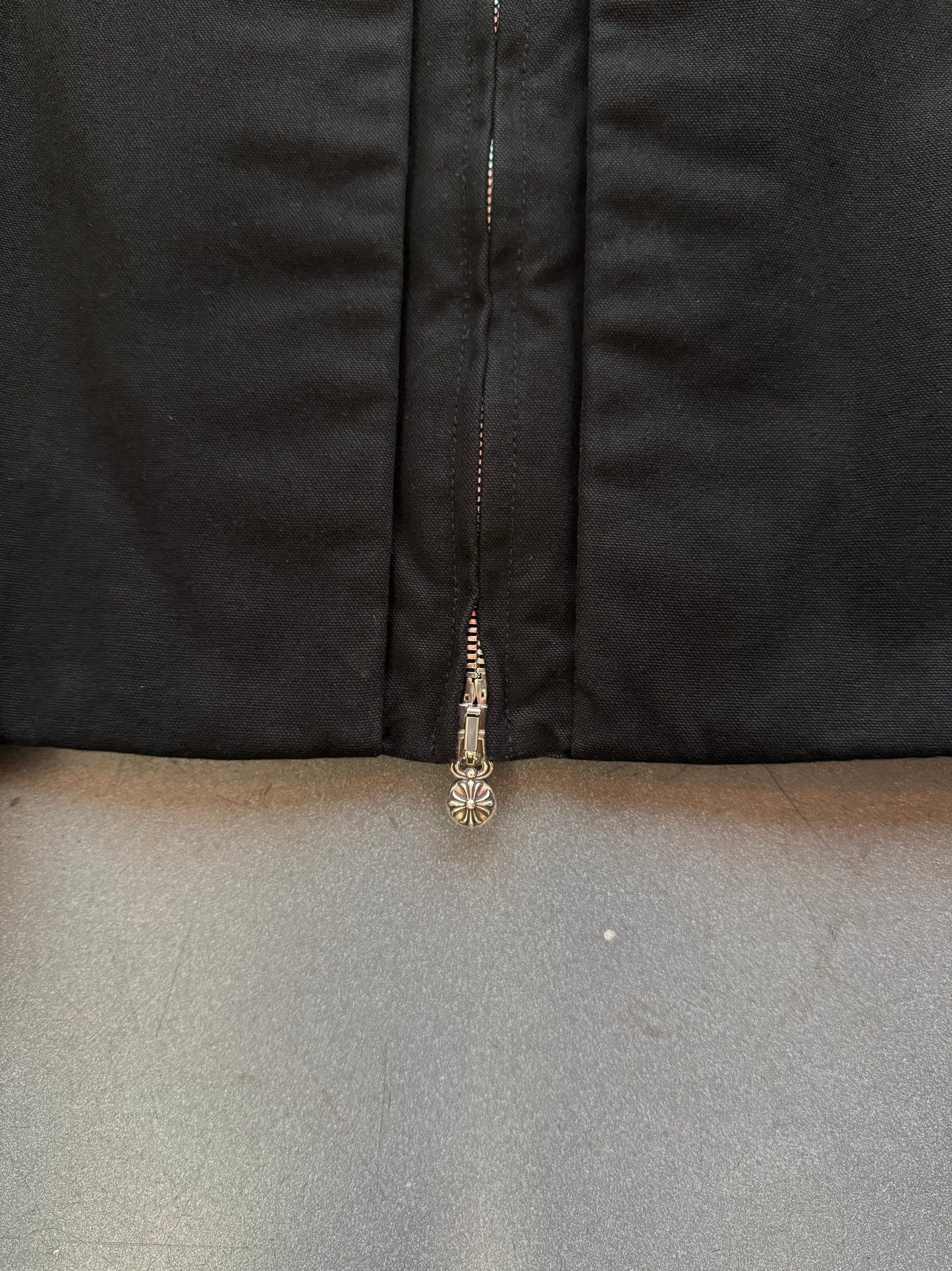 CHROME HEARTS "STREET MEAT" 100% COTTON CANVAS BLACK ZIP-UP JACKET (L)