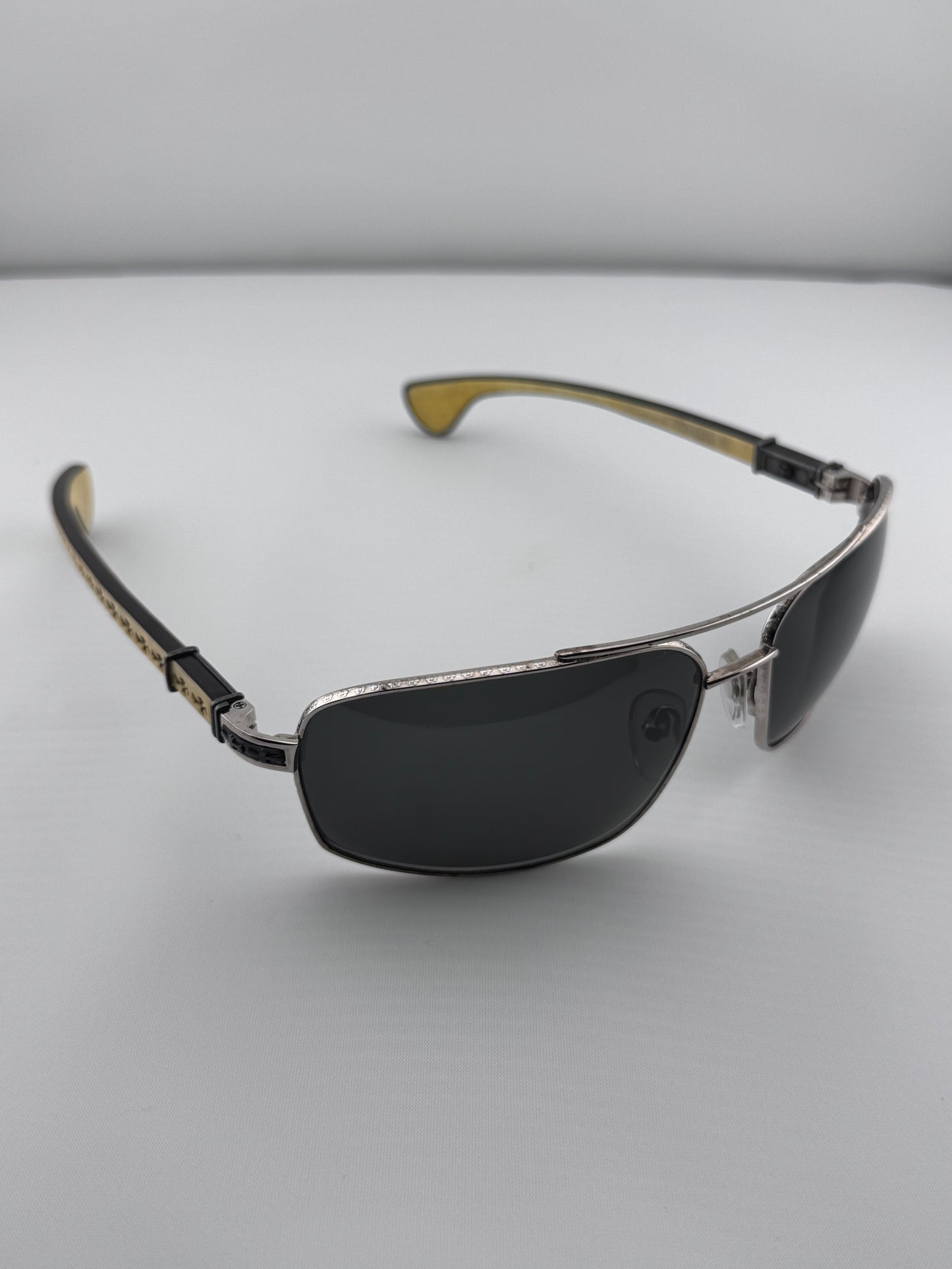 VINTAGE CHROME HEARTS 'THE BEAST III' WOOD CONCH GOLD SUNGLASSES (PRE-OWNED WITH CASE)