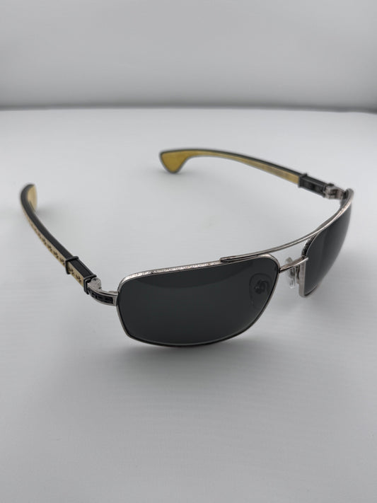 VINTAGE CHROME HEARTS 'THE BEAST III' WOOD CONCH GOLD SUNGLASSES (PRE-OWNED WITH CASE)