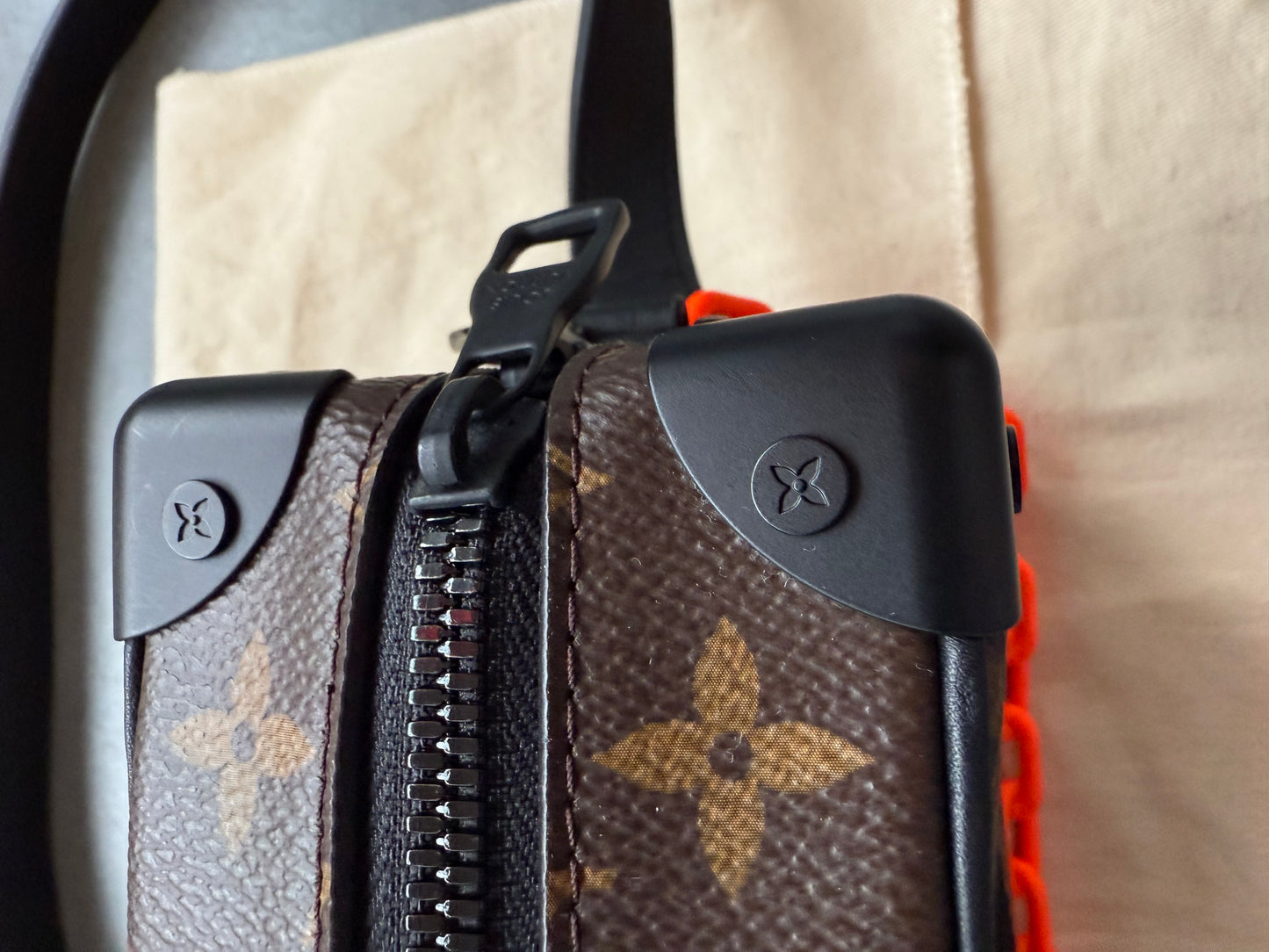 SS19 LOUIS VUITTON MINI SOFT TRUNK ORANGE CHAIN BAG - BROWN MONOGRAM (PRE-OWNED WITH DUSTBAG) (TANIA)