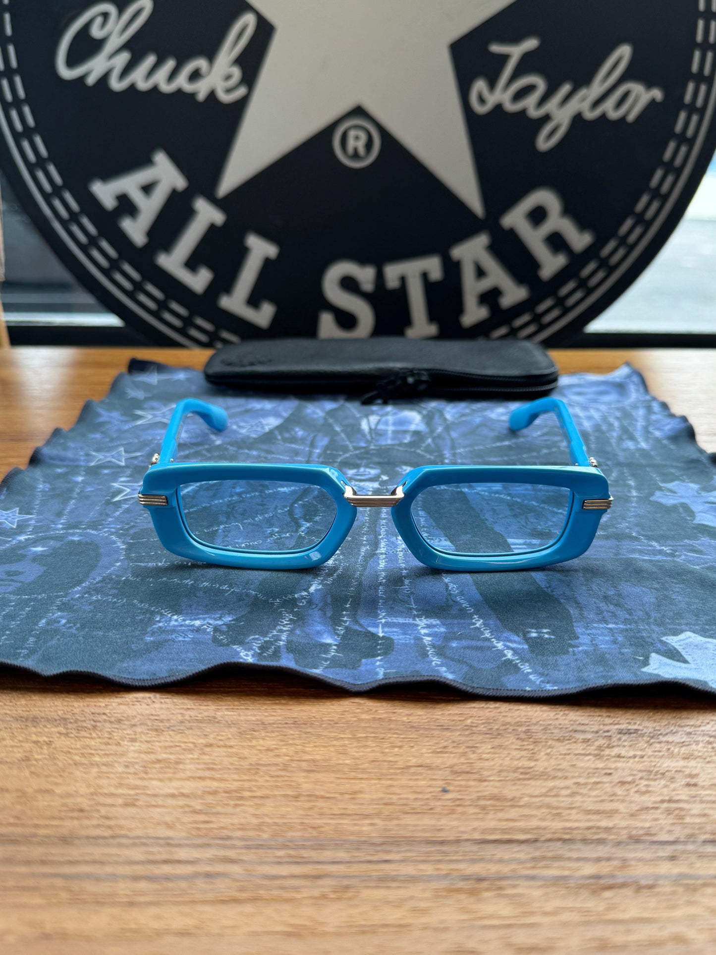 CHROME HEARTS ASSTRAVAGANT SUNGLASSES - BLUE/GOLD (WITH CLOTH AND CASE) - NEW