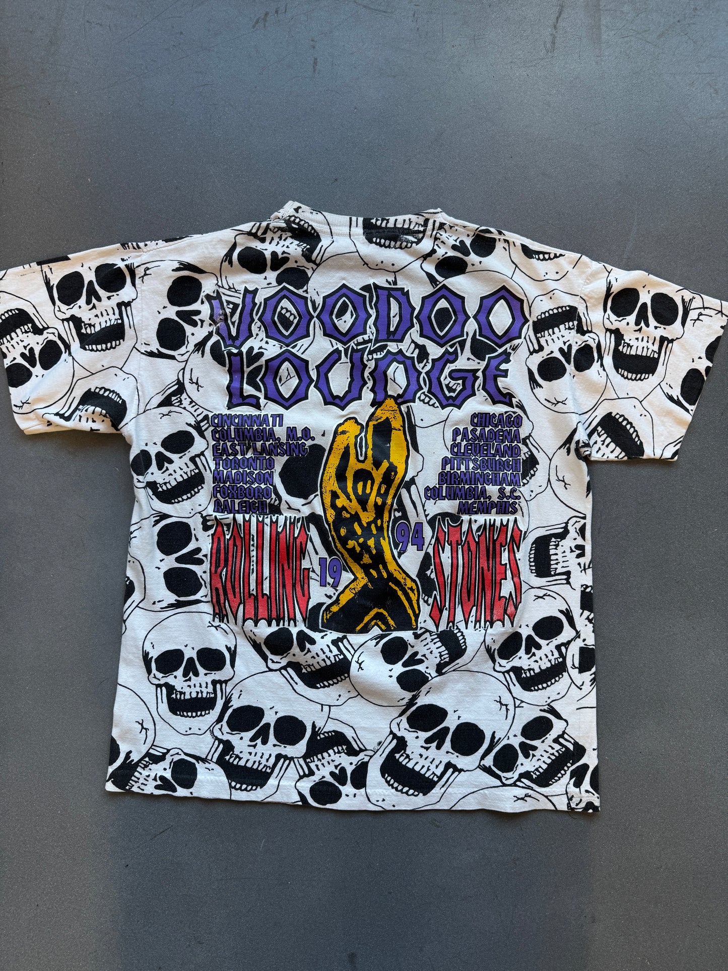 1994 ROLLING STONES VOODOO LOUNGE U.S. TOUR SKULL AOP TEE (CARIBBEAN DREAM TAG)
