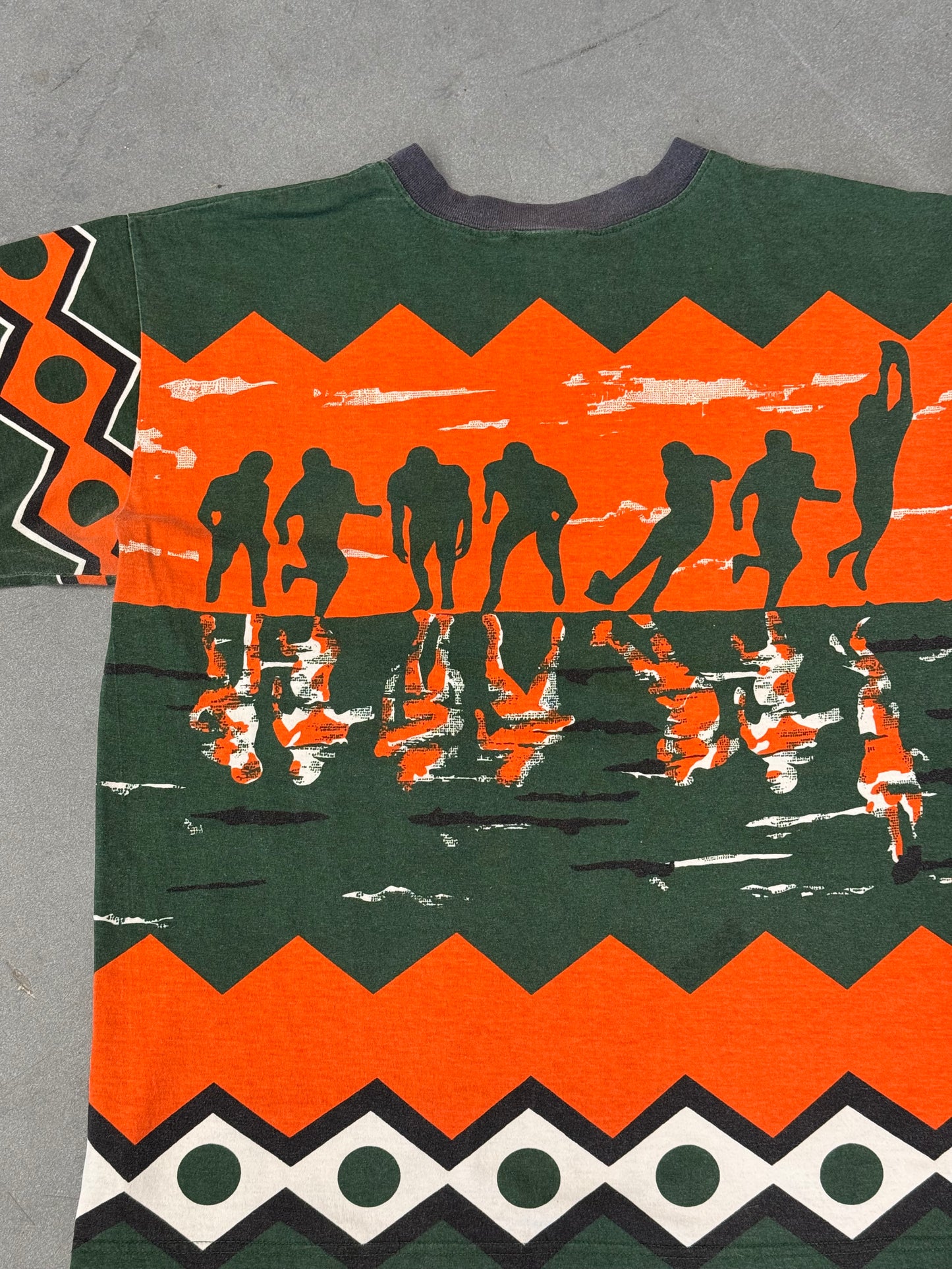 90S MIAMI HURRICANES MENDEZ SPORTSWEAR ALL OVER PRINT TEE (MENDEZ TAG)
