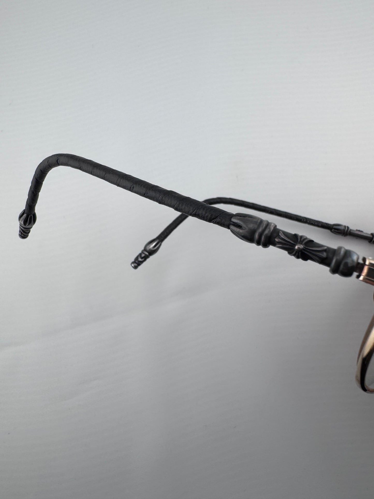 CHROME HEARTS 'MUNCHER' LEATHER HANDLES EYEGLASSES (PRE-OWNED WITH CASE)
