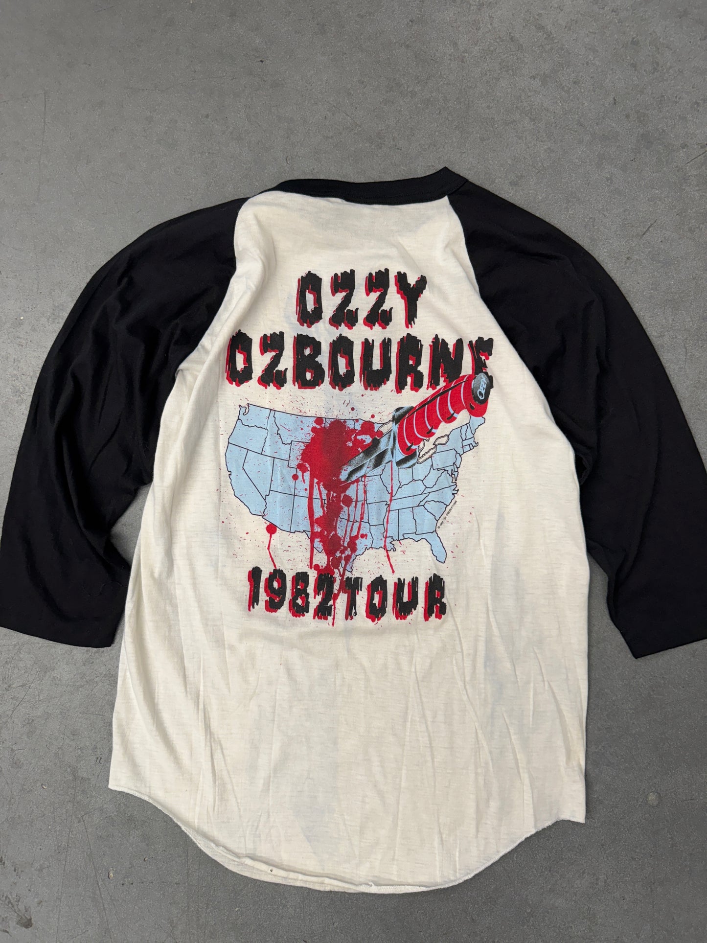 1982 THE OZZY OZBOURNE BAND TOUR RAGLAN TEE (THE KNITS TAG)
