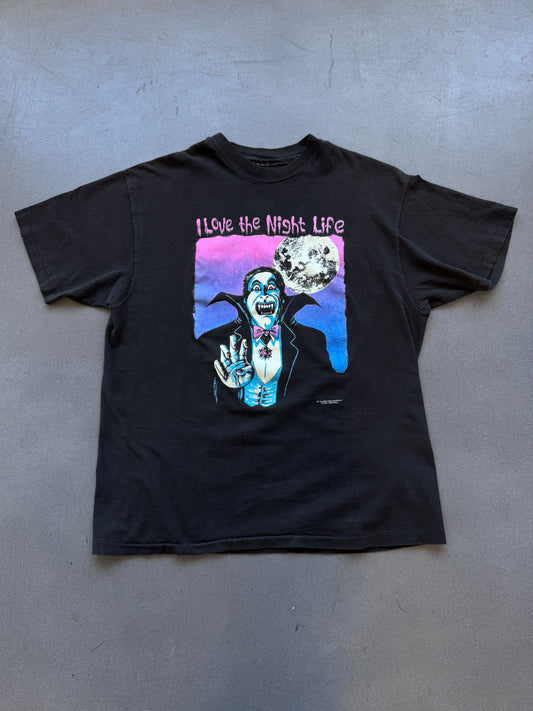 1992 I LOVE THE NIGHT LIFE VAMPIRE TEE (PULLED TAG)