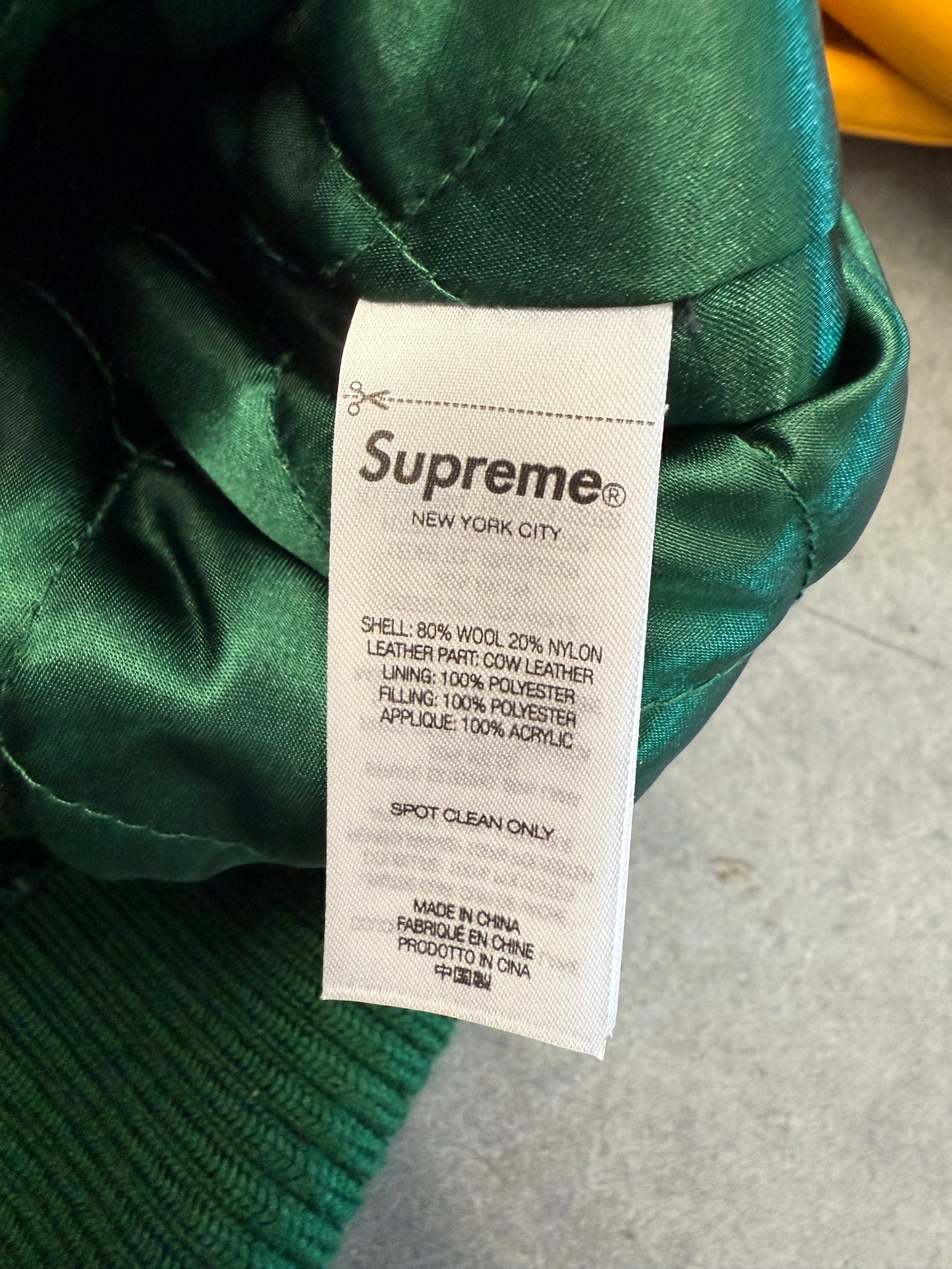 SS25 SUPREME PRAISES VARSITY JACKET - GREEN/YELLOW (NEW)