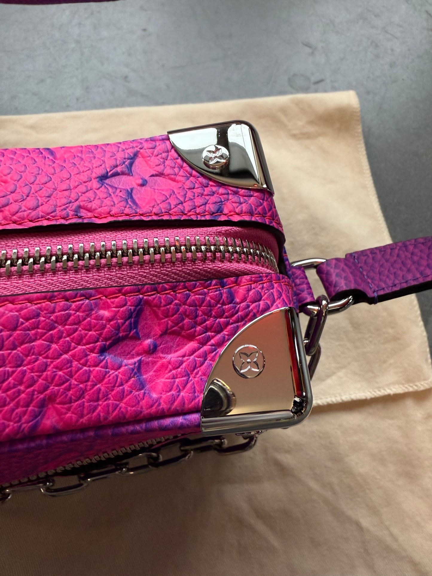 SS22 LOUIS VUITTON MINI SOFT TRUNK CHAIN BAG - TAURILLON ILLUSION BLUE/PINK (NEW WITH DUSTBAG) (TANIA)