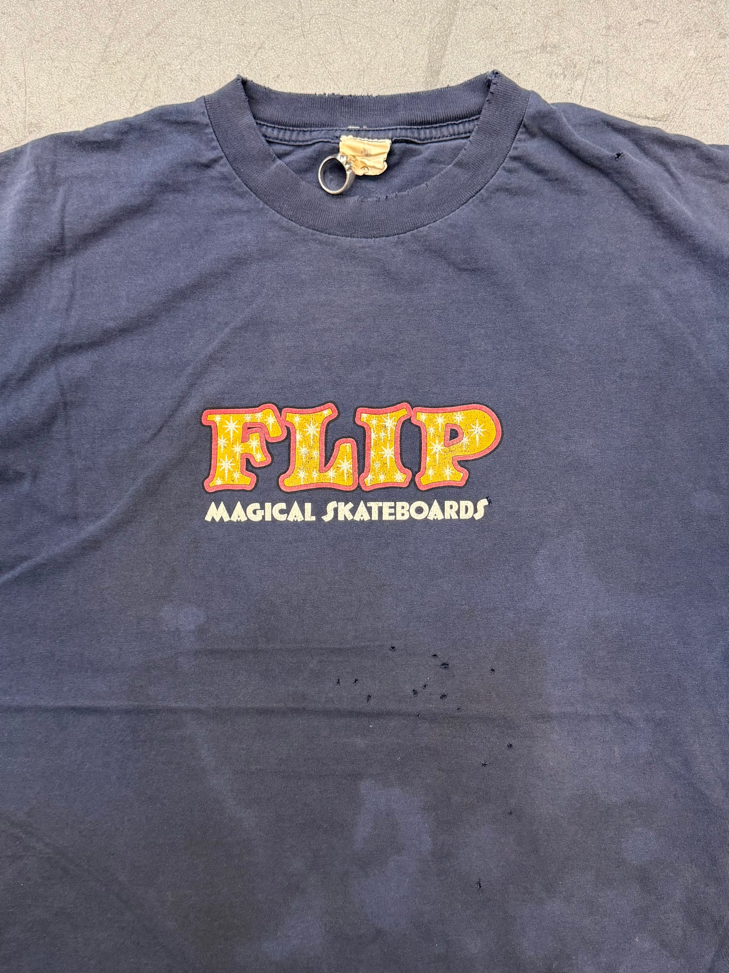 90S FLIP "MAGICAL SKATEBOARDS" DISTRESSED TEE (FLIP TAG)