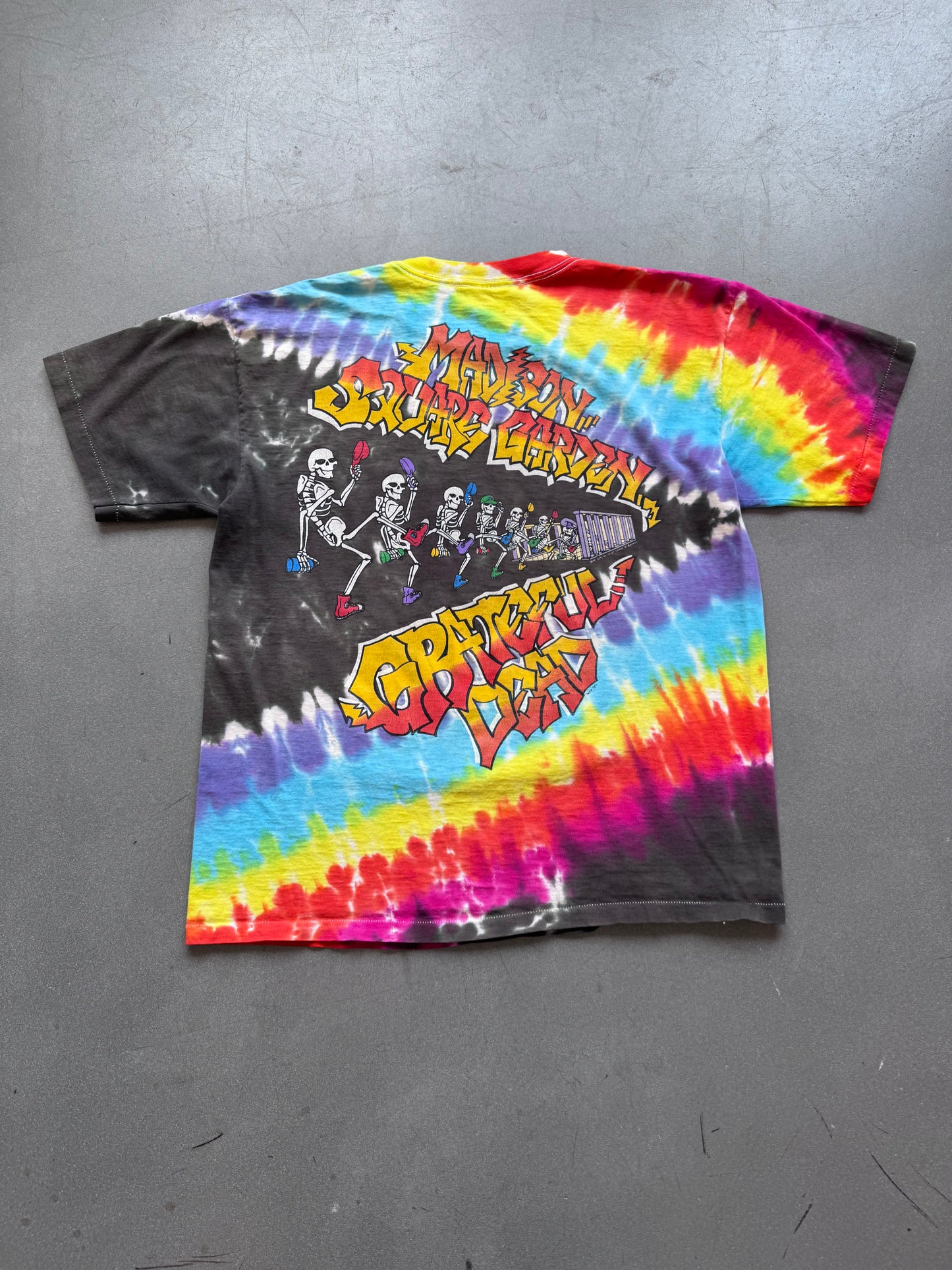 1991 GRATEFUL DEAD NEW YORK DEAD TRAIN TIE-DYE TEE (LIQUID BLUE TAG)