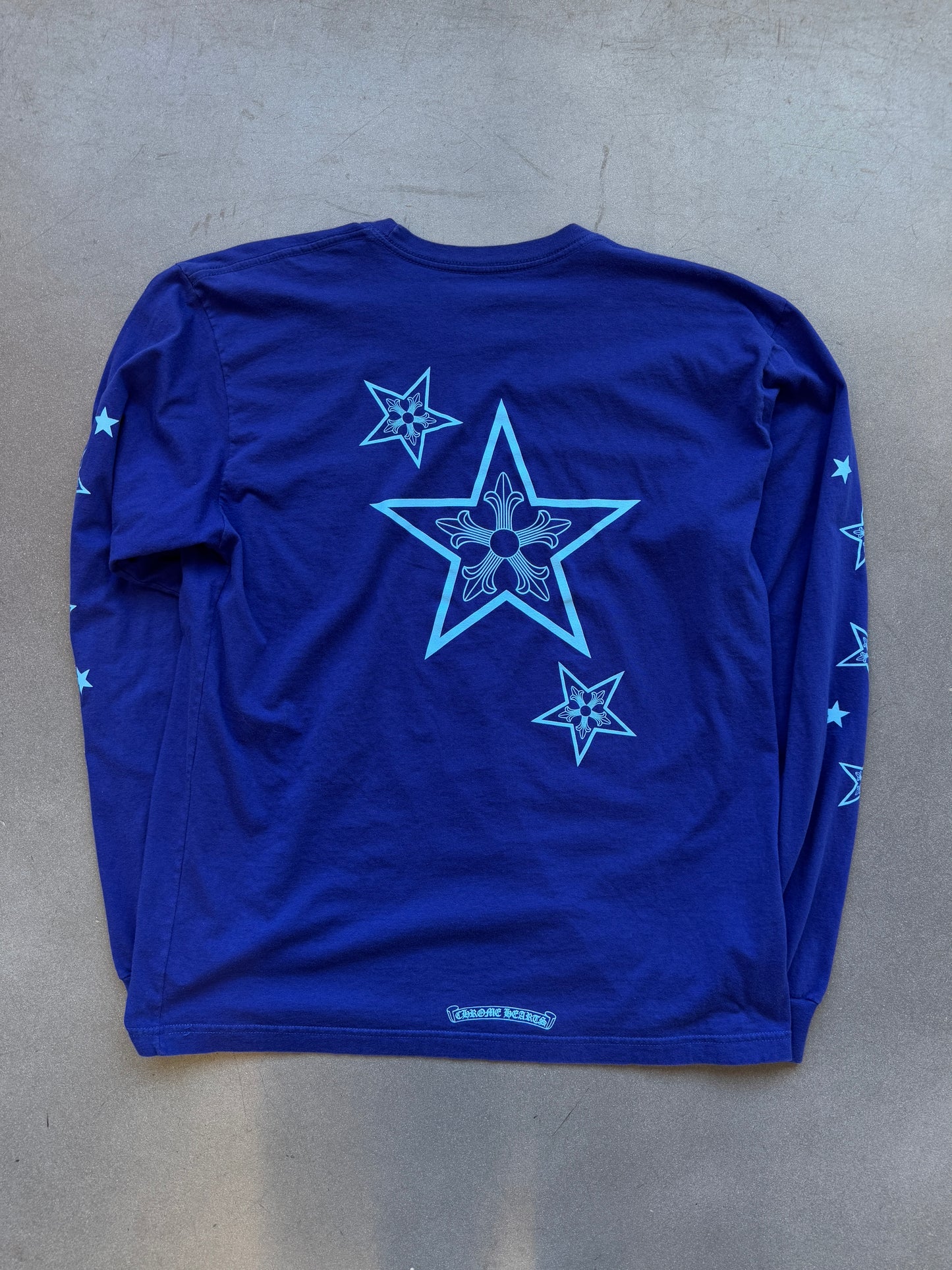 CHROME HEARTS STAR PRINT LONG SLEEVE TEE - BLUE
