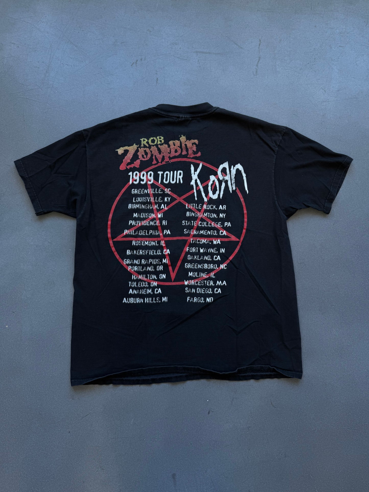 1999 KORN ROB ZOMBIE BOOTLEG TOUR TEE (HARLEY HANES TAG)
