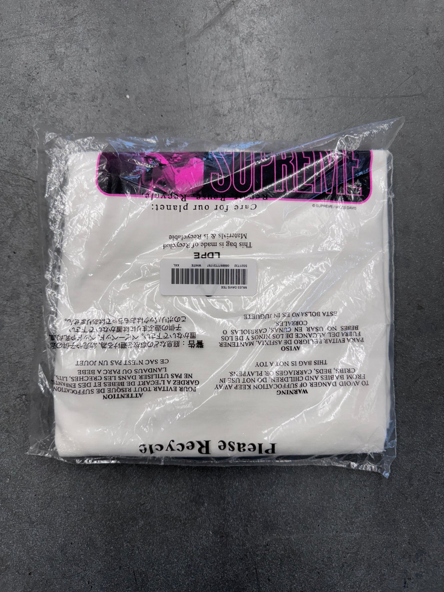 SS21 SUPREME MILES DAVIS TEE - (NEW) WHITE (2XL)