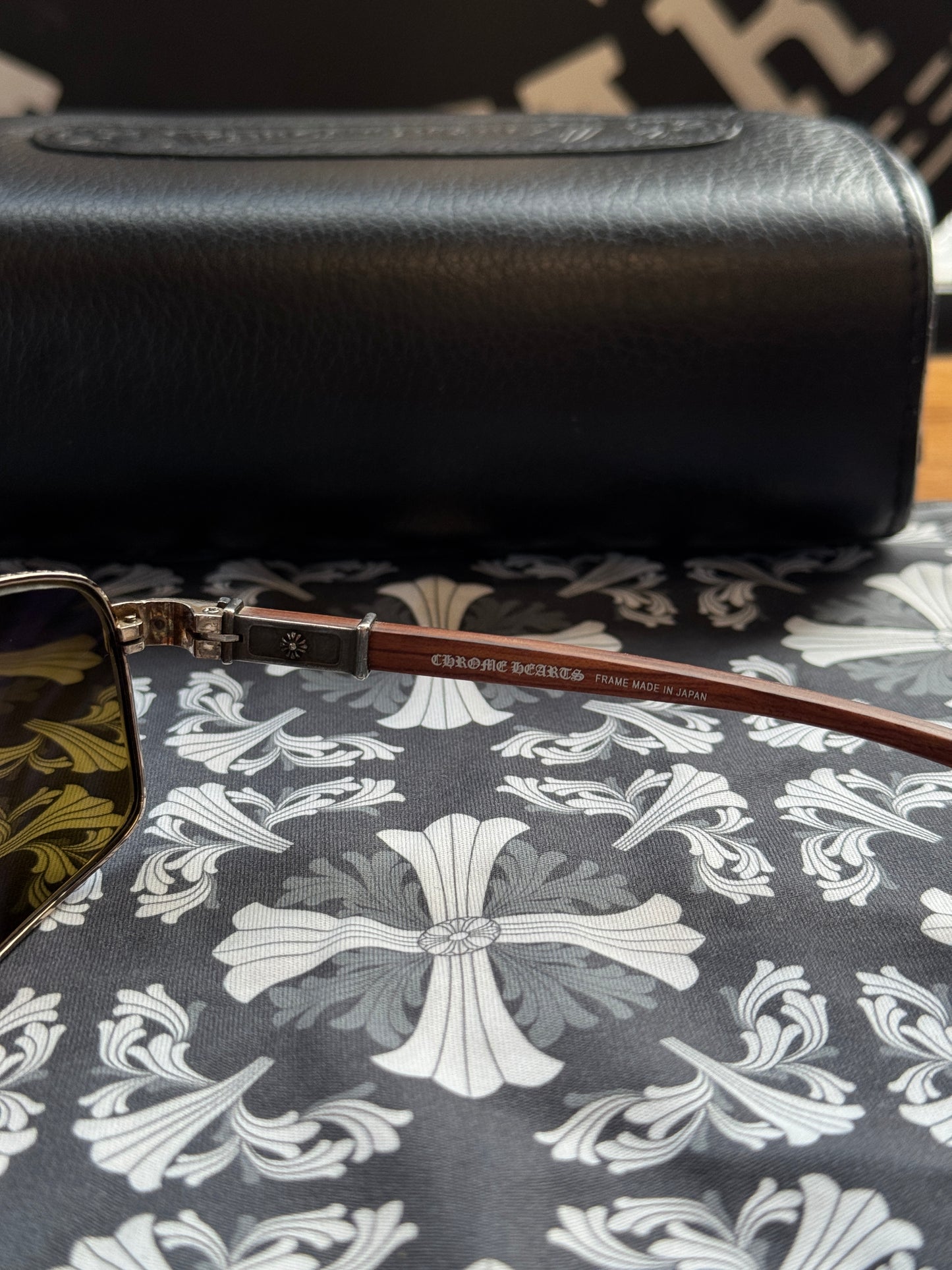 VINTAGE CHROME HEARTS THE BEAST I WOODEN SUNGLASSES (WITH CASE)