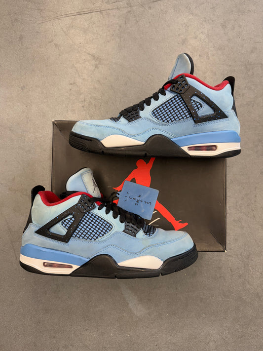 SIZE 10 JORDAN 4 RETRO TRAVIS SCOTT CACTUS JACK (PRE-OWNED WITH BOX)