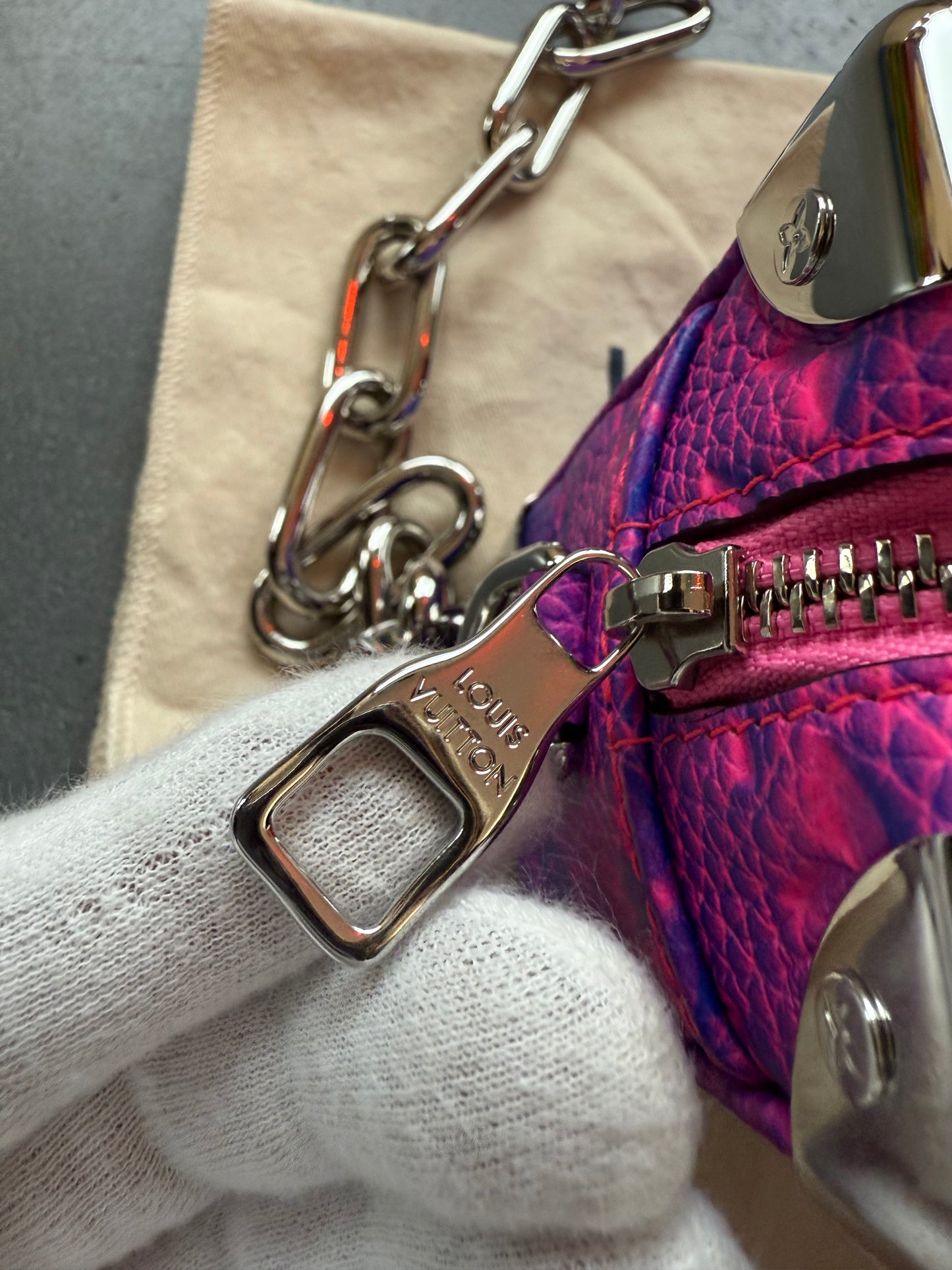 SS22 LOUIS VUITTON MINI SOFT TRUNK CHAIN BAG - TAURILLON ILLUSION BLUE/PINK (NEW WITH DUSTBAG) (TANIA)