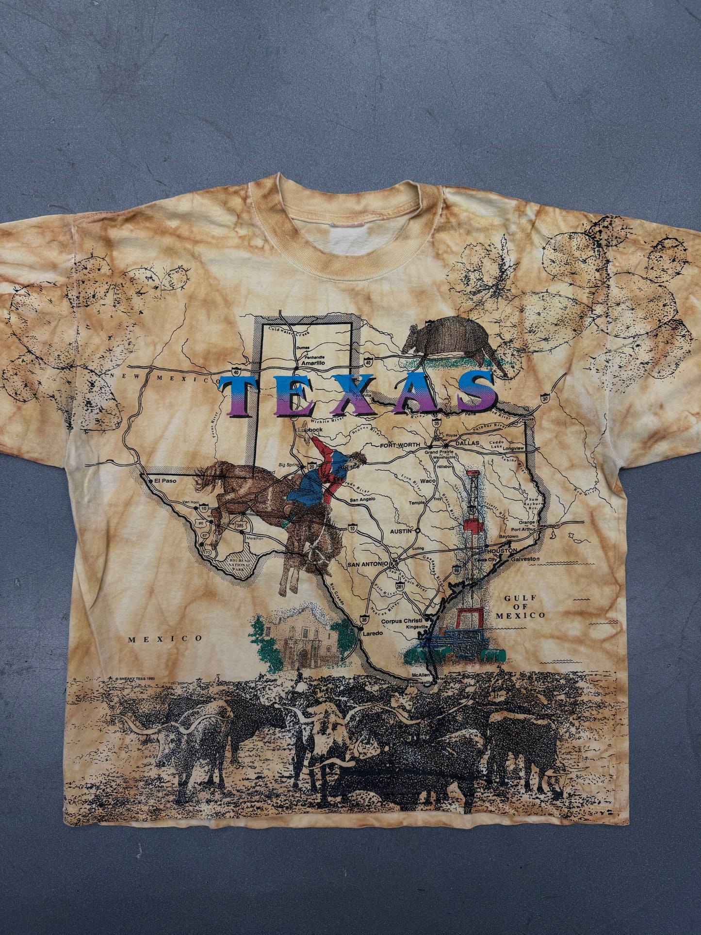 1993 SNEAKY TEES TEXAS MAP AOP (PULLED TAG)