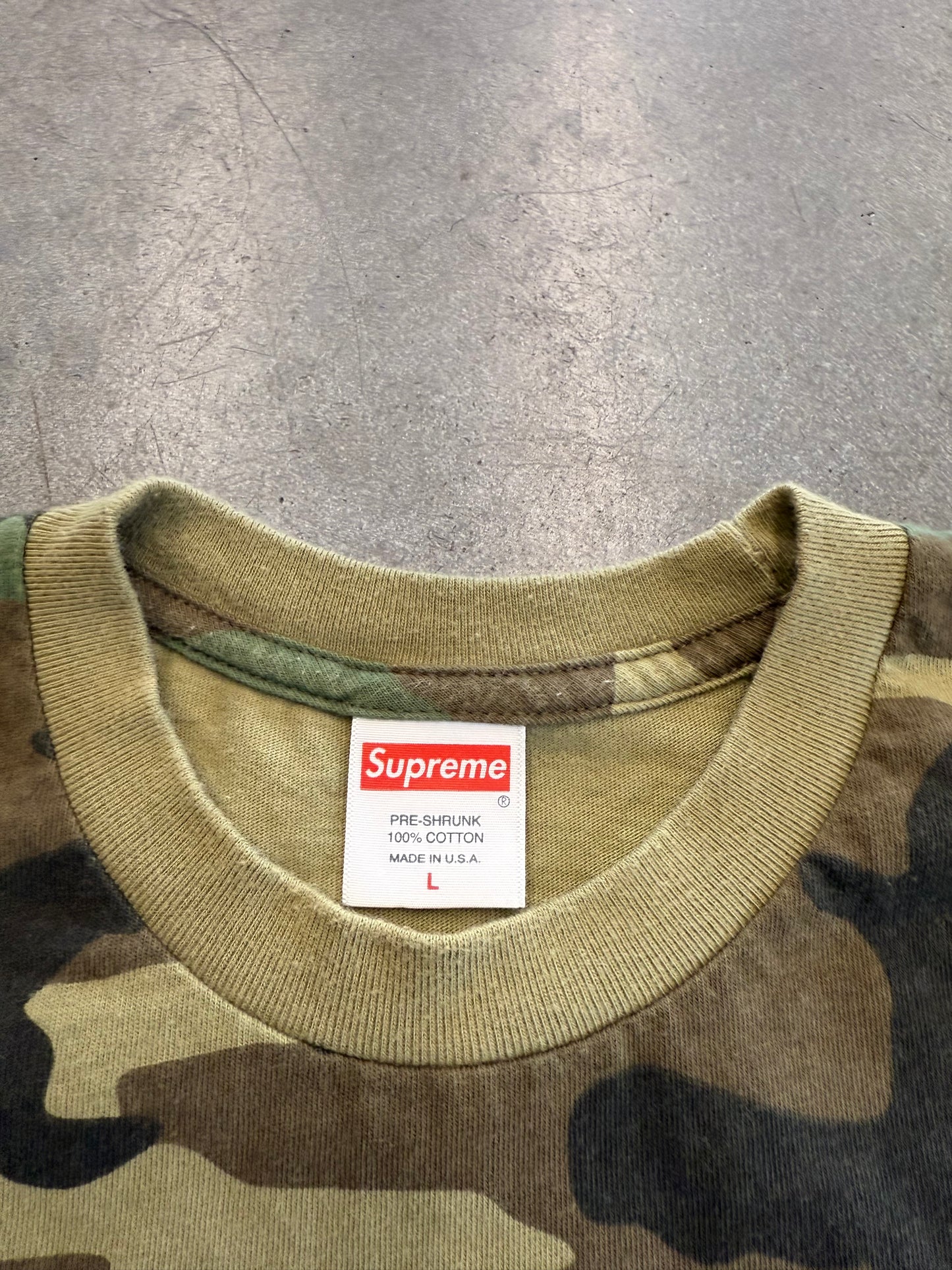 SS19 SUPREME MIDDLE FINGER TO THE WORLD TEE - WOODLAND CAMO