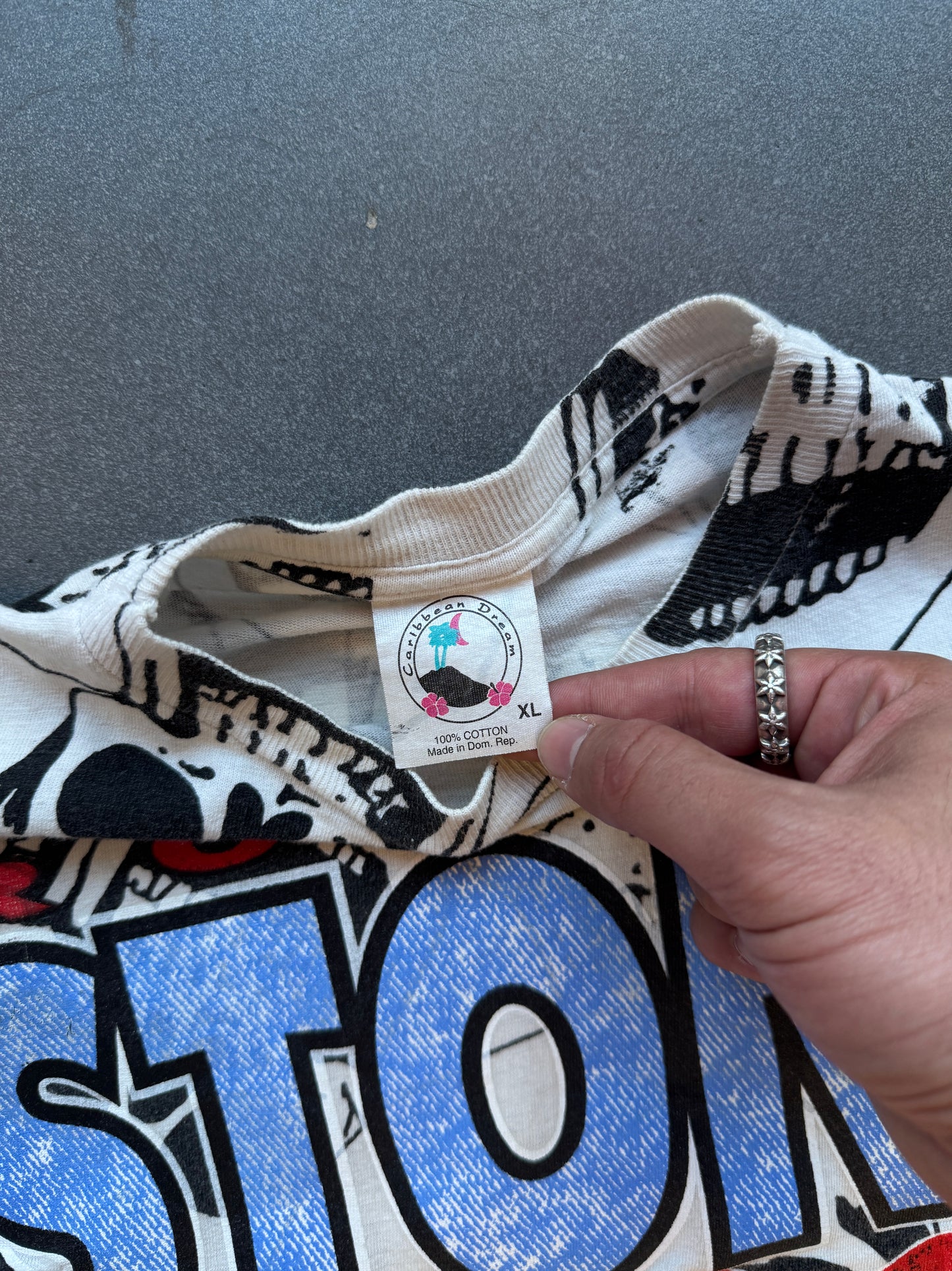 1994 ROLLING STONES VOODOO LOUNGE U.S. TOUR SKULL AOP TEE (CARIBBEAN DREAM TAG)