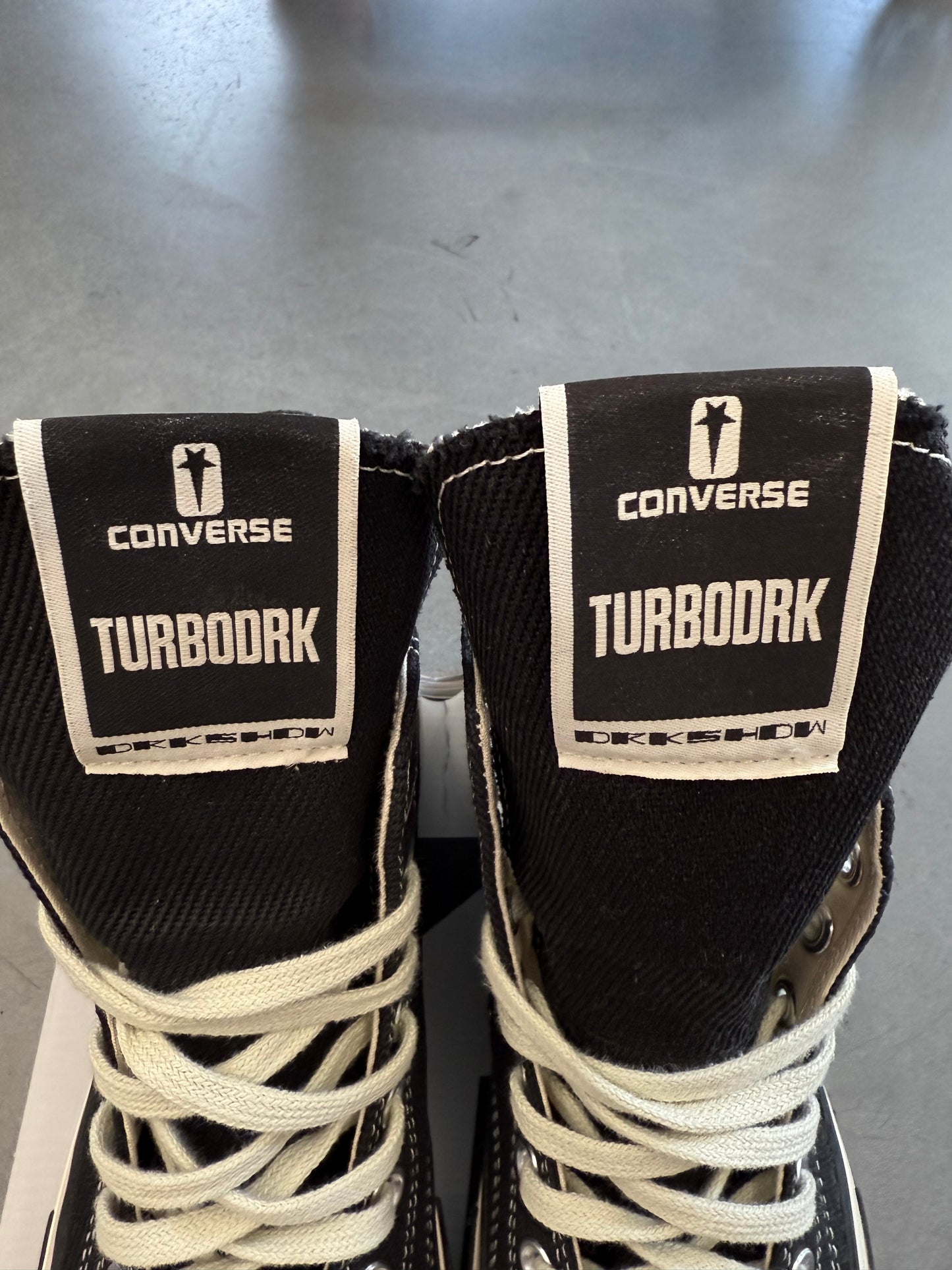 2022 SIZE 8 CONVERSE DRKSTAR HI RICK OWENS DRKSHDW HI BLACK EGRET (WITH BOX)