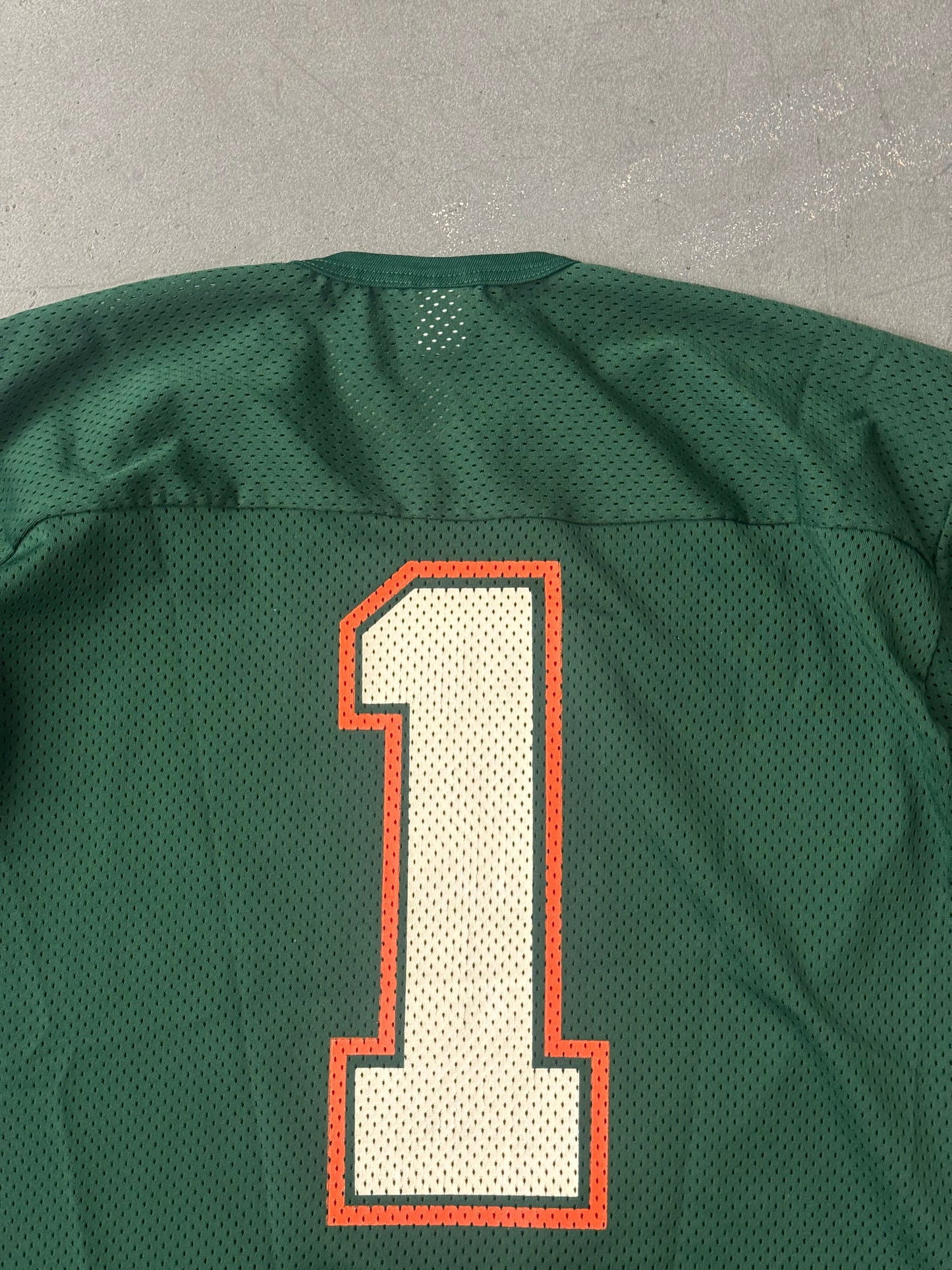 90S UNIVERSITY OF MIAMI HURRICANES MESH # 1 JERSEY (LOGO 7 TAG)
