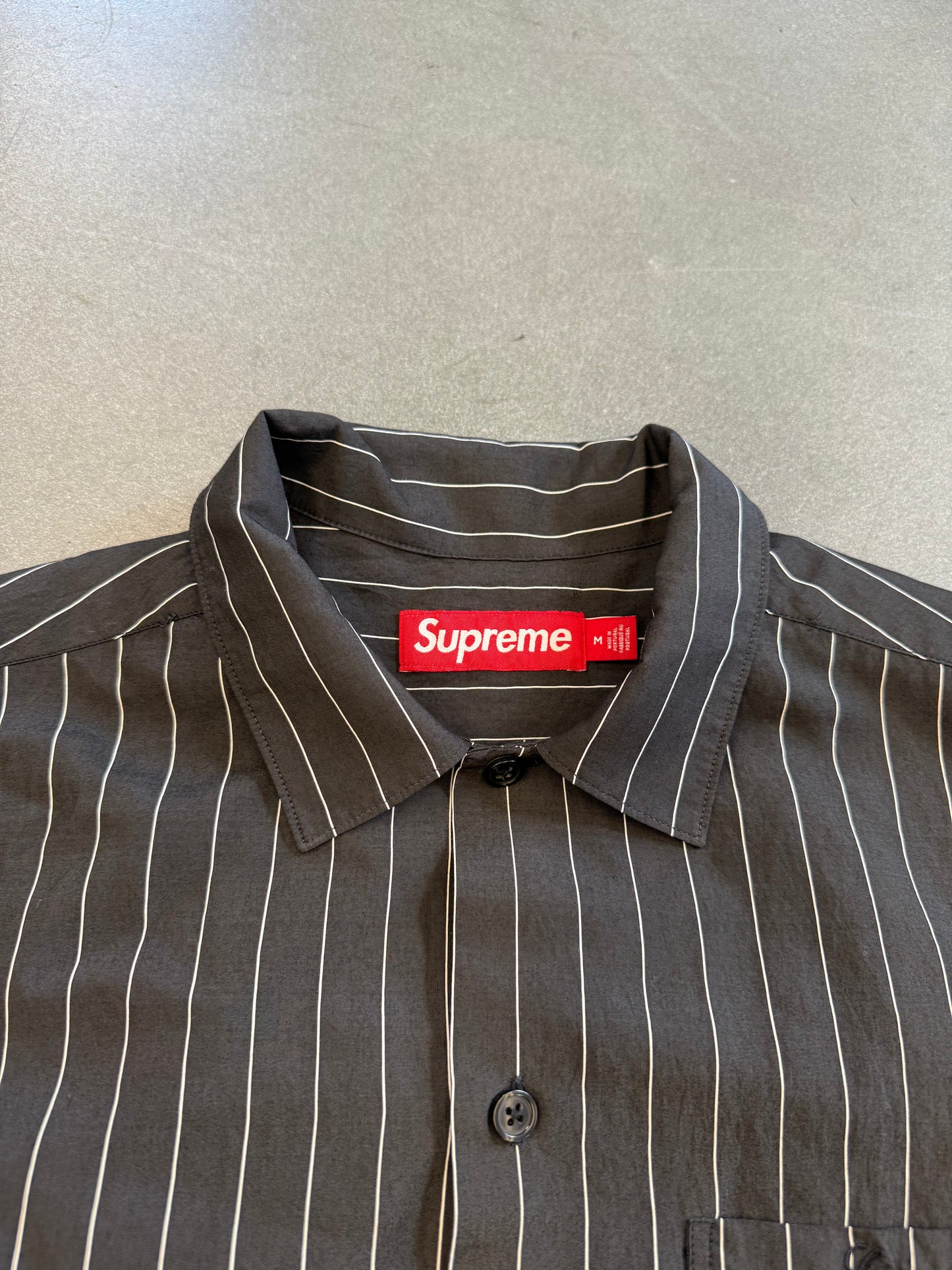 SS25 SUPREME PAJAMA STRIPE S/S WORK SHIRT - BLACK