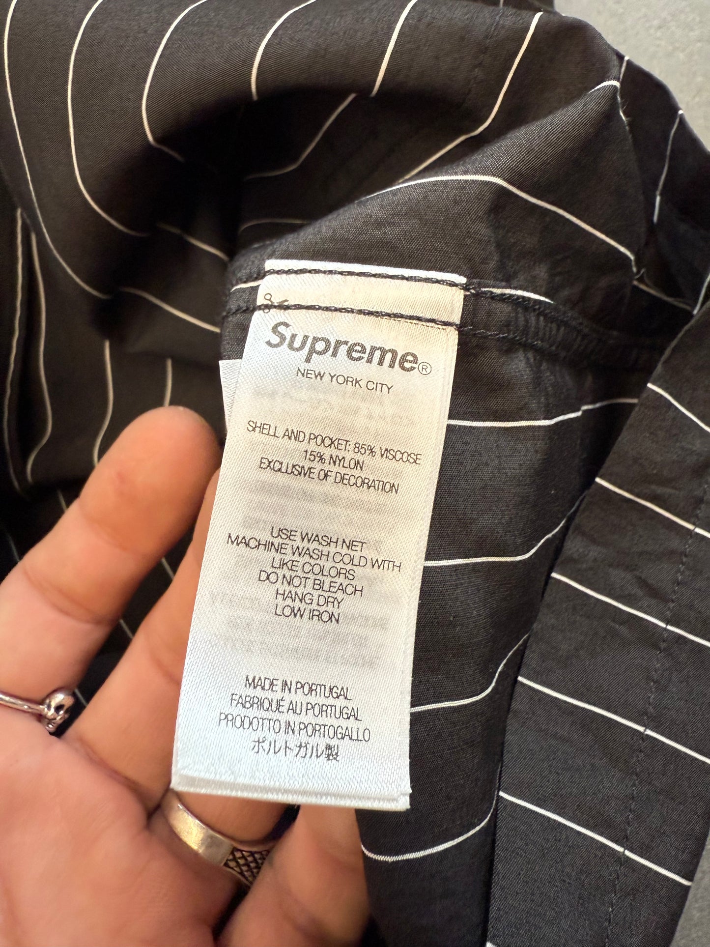 SS25 SUPREME PAJAMA STRIPE S/S WORK SHIRT - BLACK