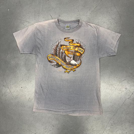 1990 HARLEY-DAVIDSON BORN IN THE USA NUMBER 1 BIKES FRANKFURT GERMANY 3D EMBLEM TEE