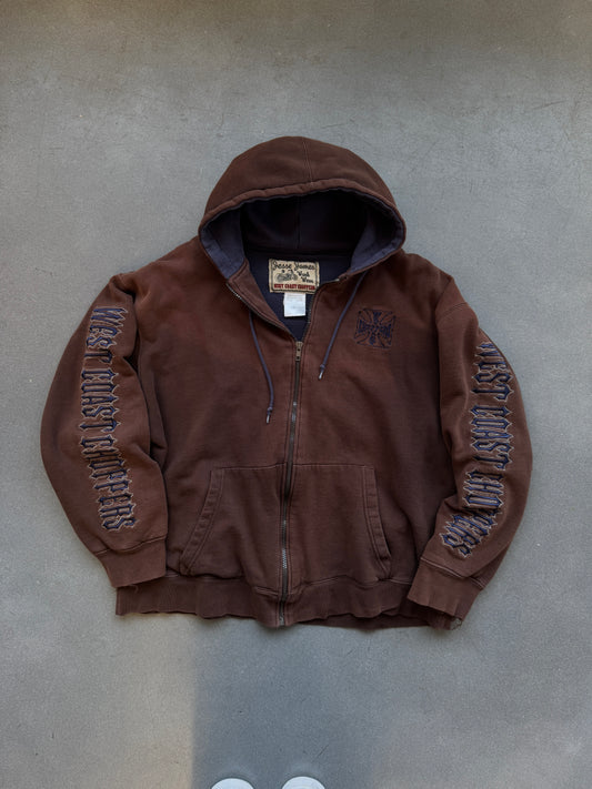Y2K WEST COAST CHOPPERS FULL ZIP INSULATED HOODIE (JESSE JAMES WORK WEAR TAG)