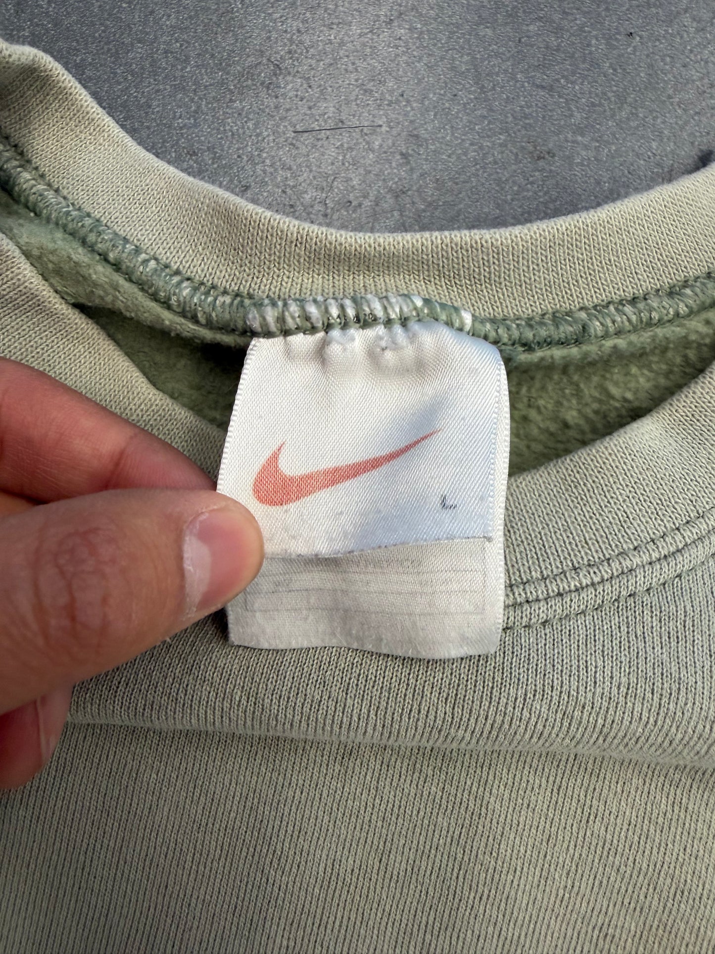 90S NIKE SIDE SWOOSH CREWNECK - MARSHMALLOW (NIKE RED SWOOSH TAG)