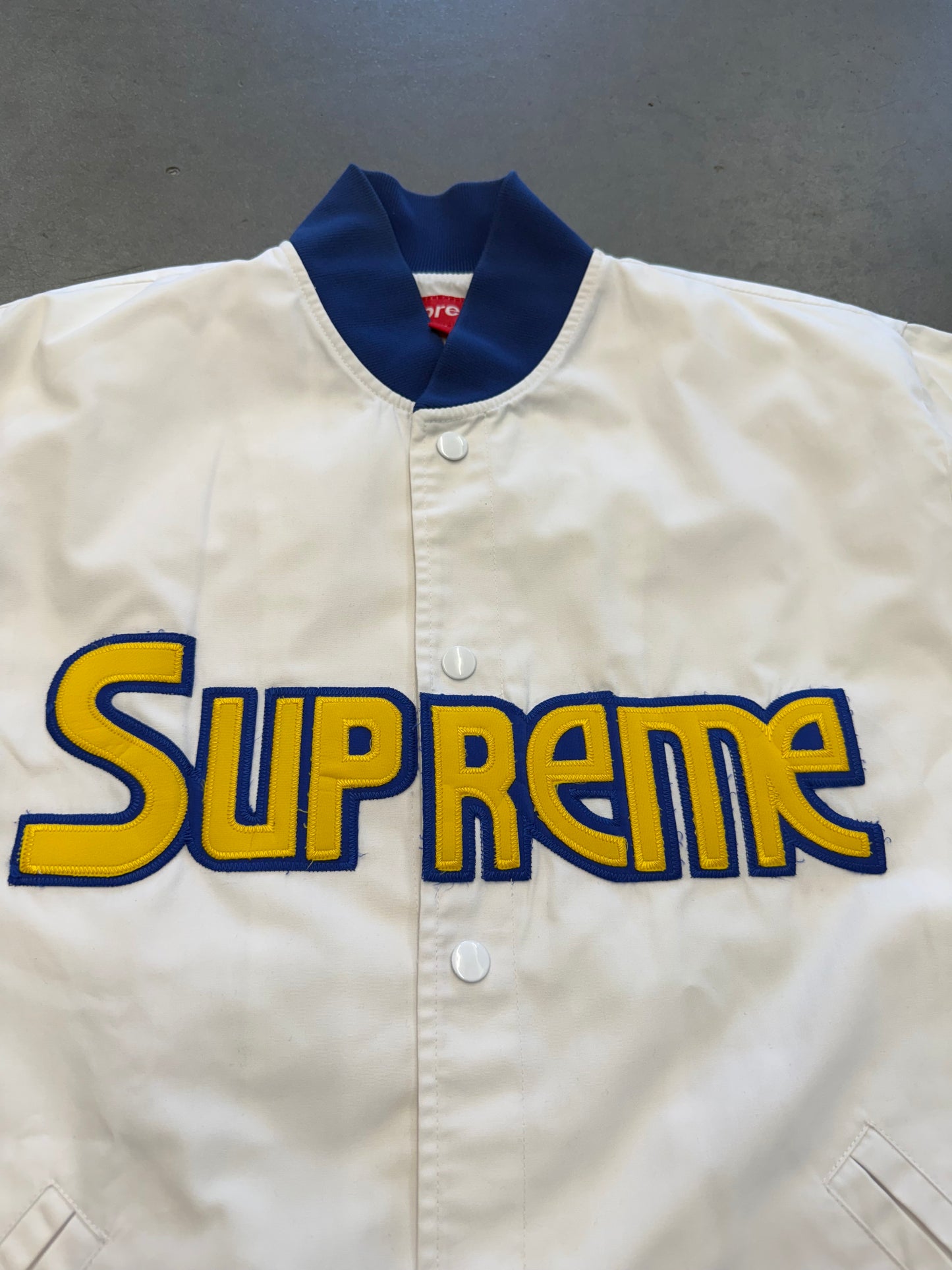 2003 SUPREME "WHITE NUGGETS" EMBROIDERED BUTTON UP JACKET