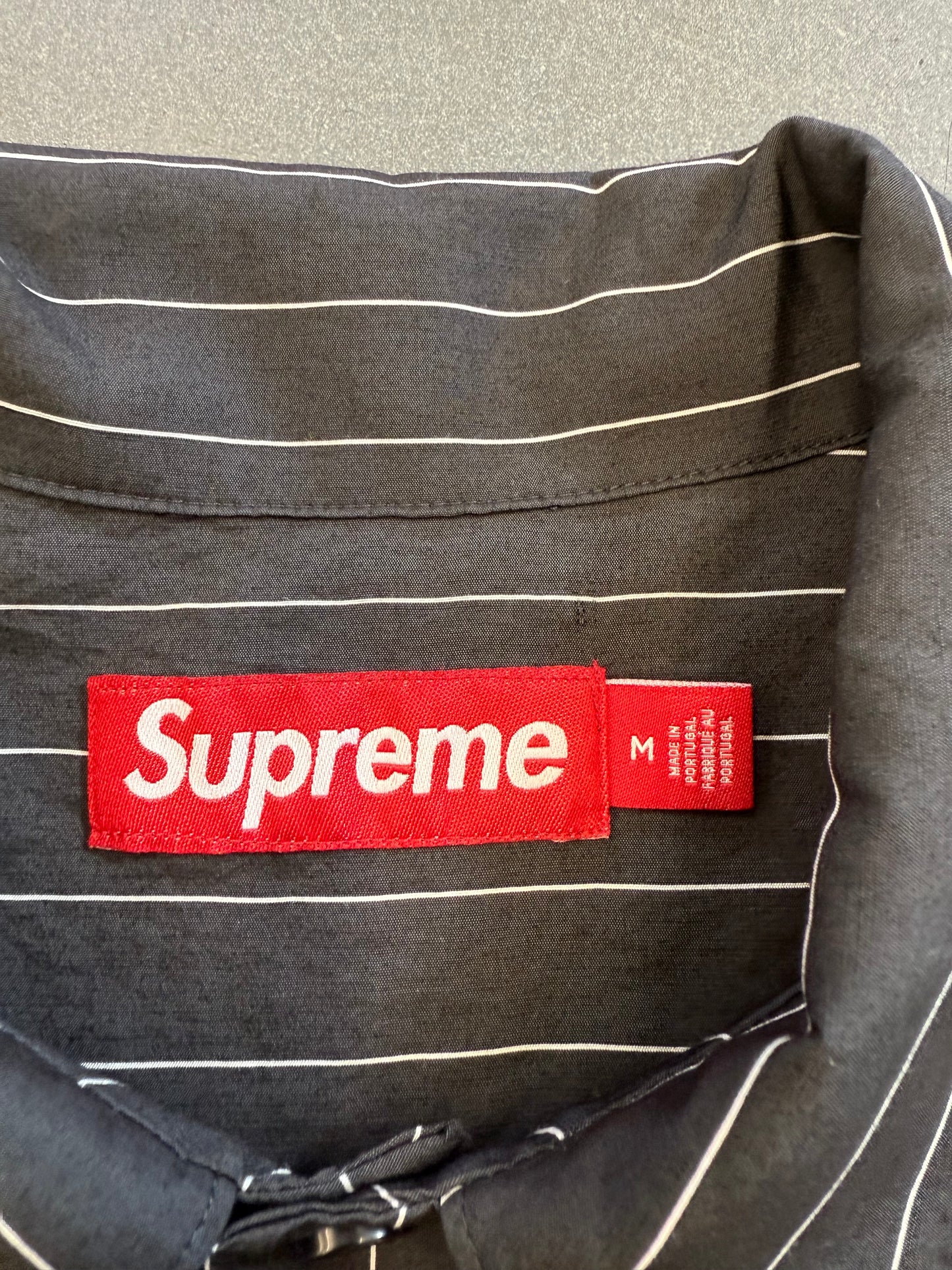SS25 SUPREME PAJAMA STRIPE S/S WORK SHIRT - BLACK