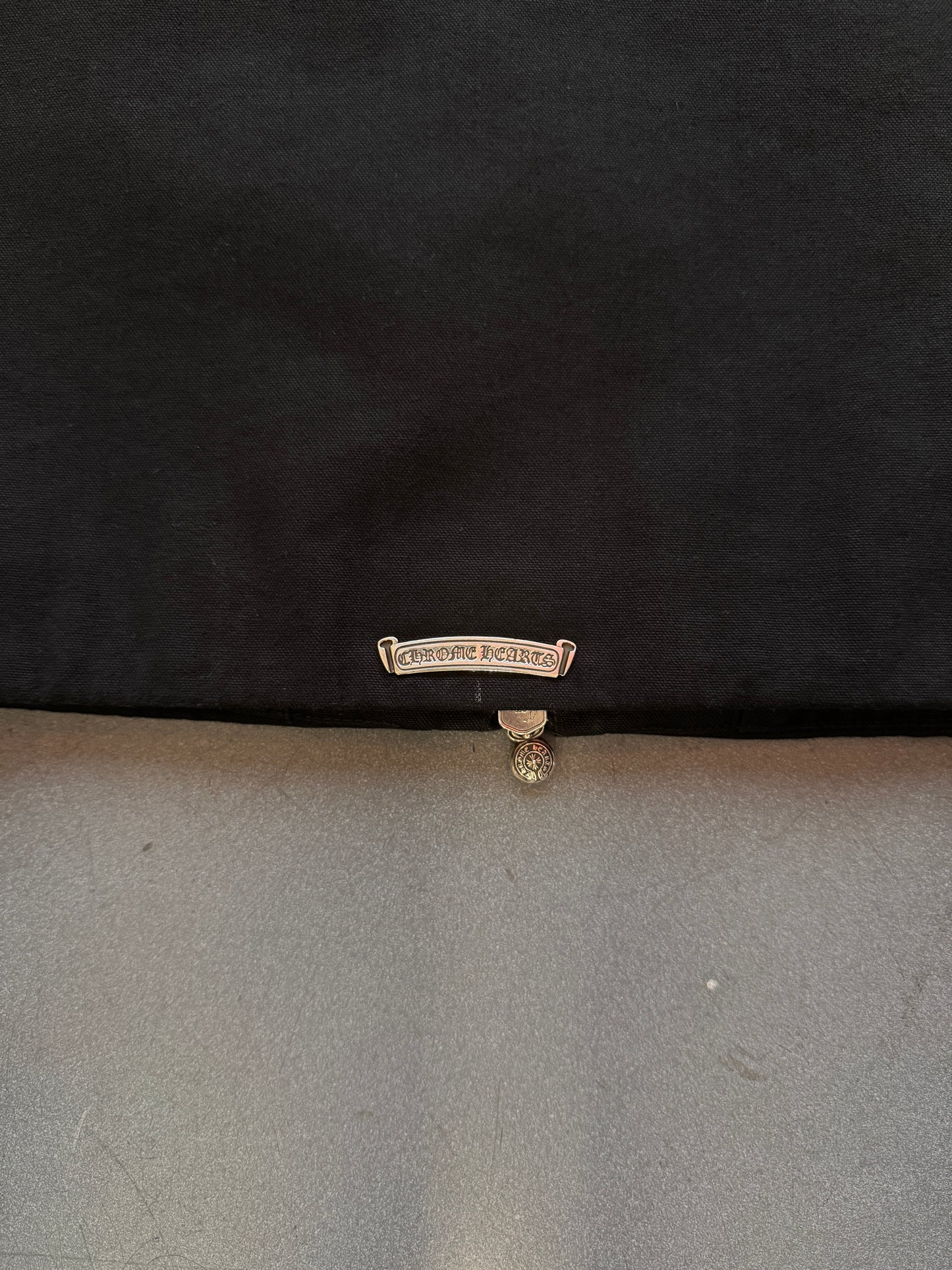 CHROME HEARTS "STREET MEAT" 100% COTTON CANVAS BLACK ZIP-UP JACKET (L)