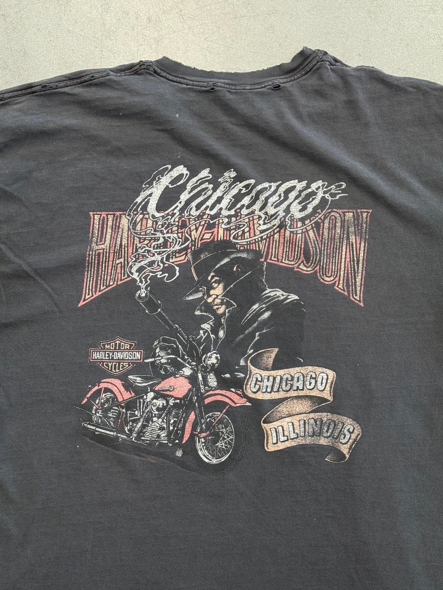 Y2K HARLEY-DAVIDSON CHICAGO, ILLINOIS DISTRESSED MULLET TEE