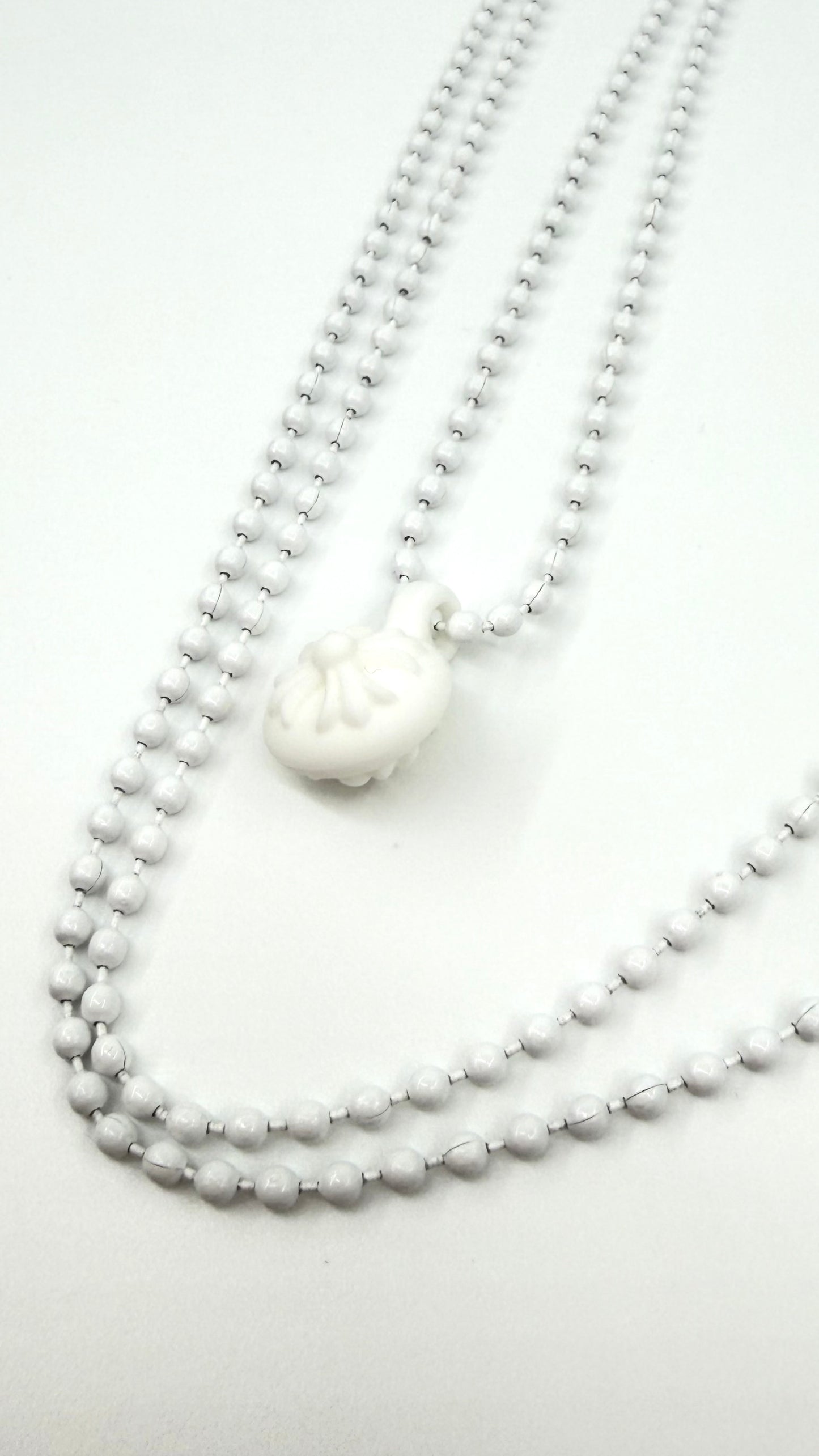 CHROME HEARTS SILICONE CH CROSS BALL NECKLACE - WHITE