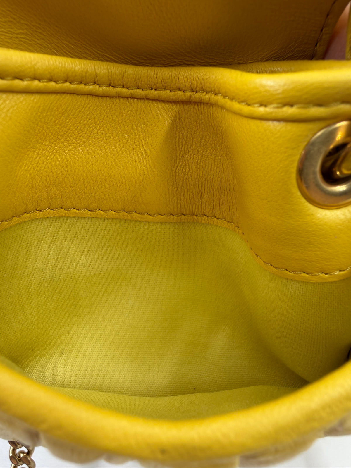 MIU MIU RUCHED LEATHER MINI CHAIN BAG