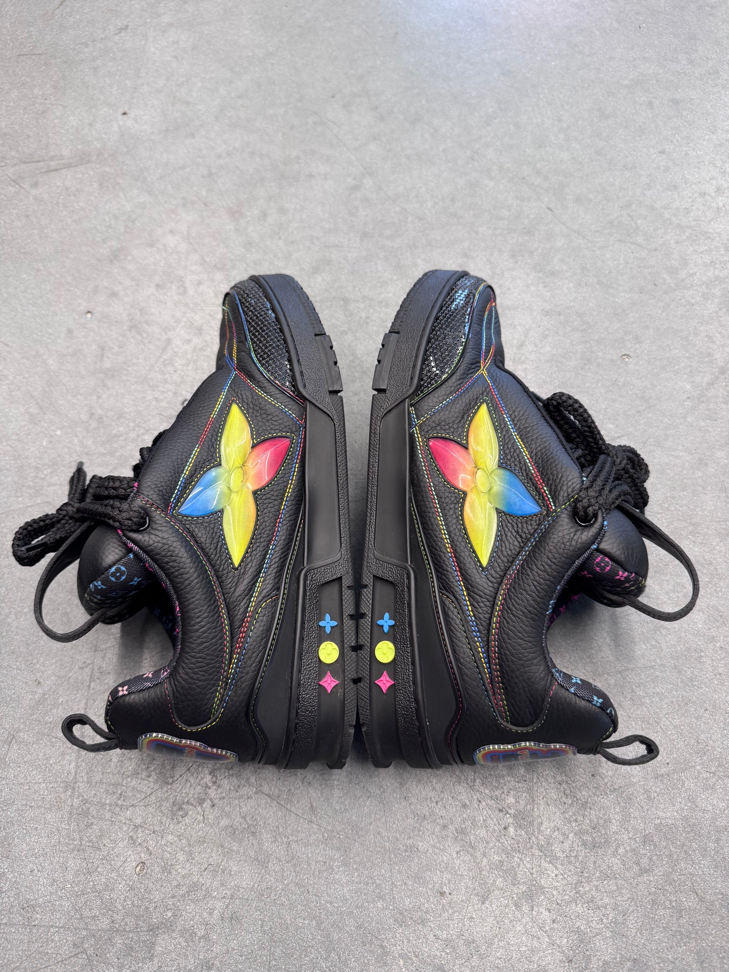 SIZE 10 LOUIS VUITTON RAINBOW/BLACK SKATE SNEAKER (PRE-OWNED WITH NO BOX)
