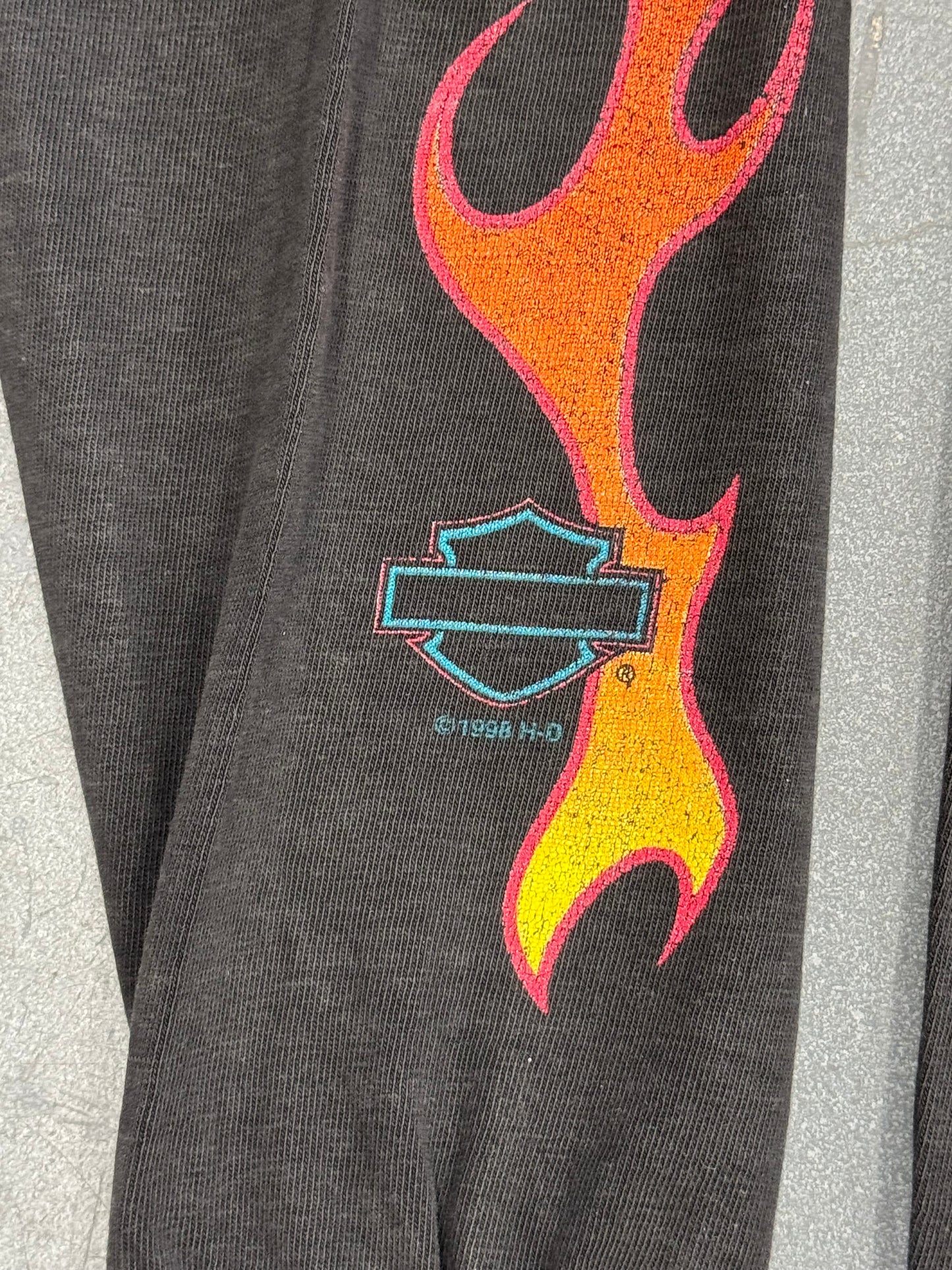 1998 HARLEY-DAVIDSON LAS VEGAS NEVADA FLAME LS TEE (PULLED TAG)