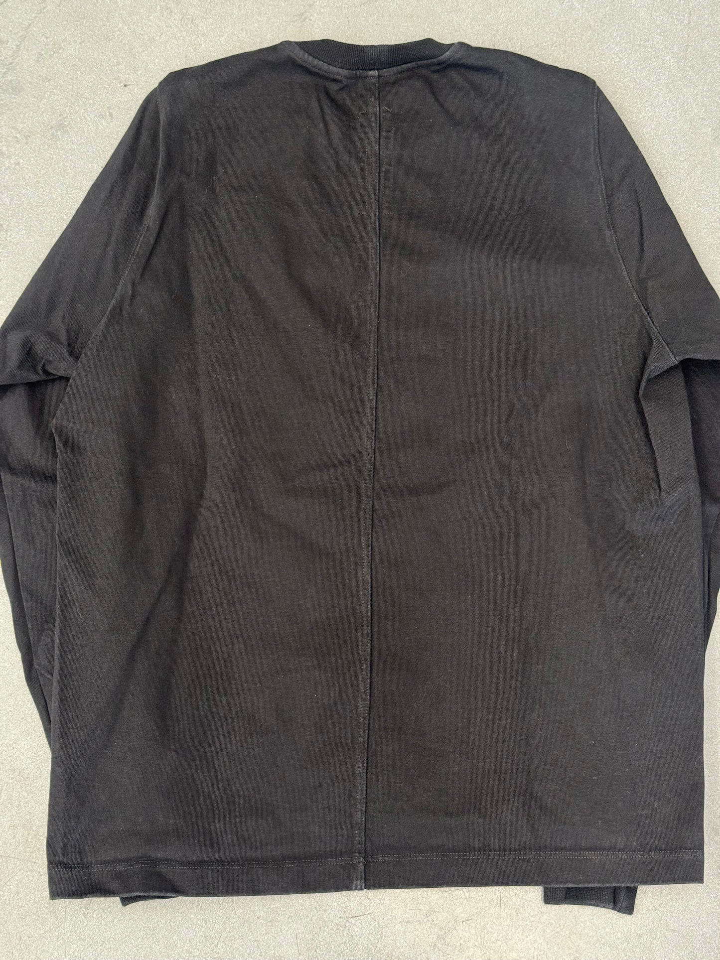 RICK OWENS BASIC BLACK THICK LONGSLEEVE SPLIT BACK