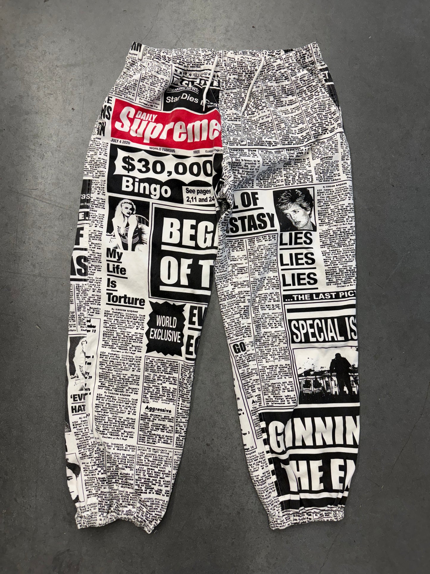 FW18 SUPREME NEWSPRINT SKATE PANT