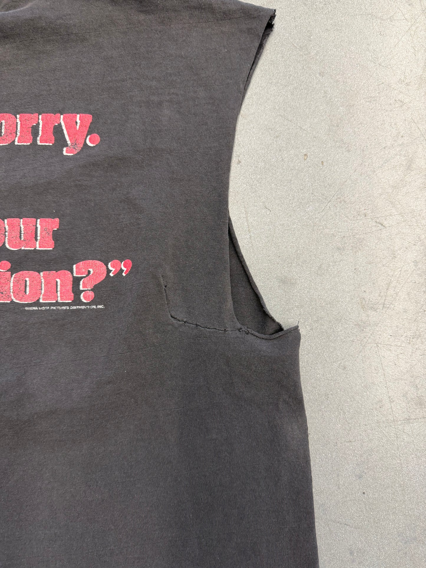 90S PULP FICTION "OH, I'M SORRY. DID I BREAK YOUR CONCENTRATION?" CUTOFF TEE (TULTEX TAG)