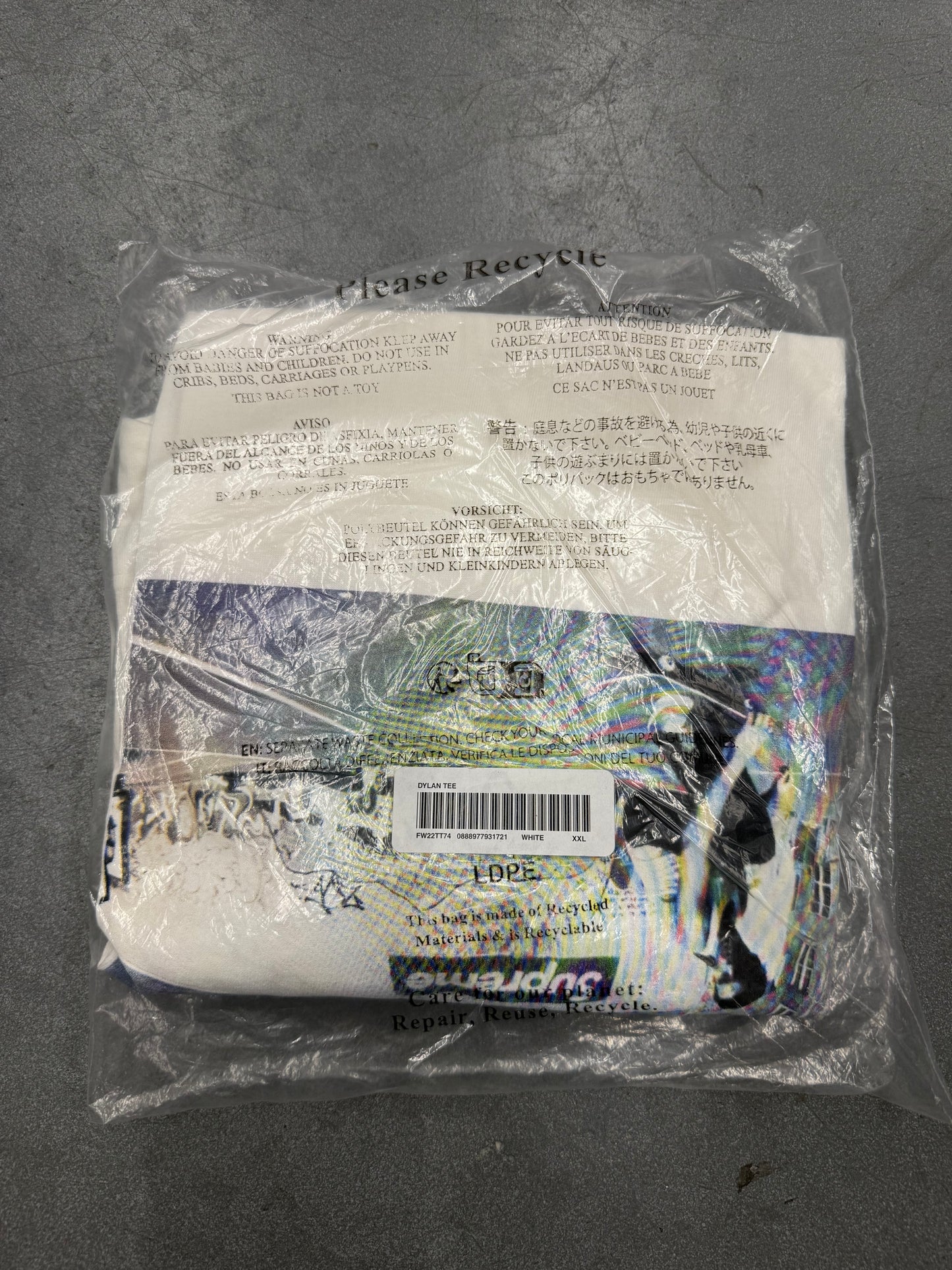 FW22 SUPREME DYLAN TEE WHITE 2XL