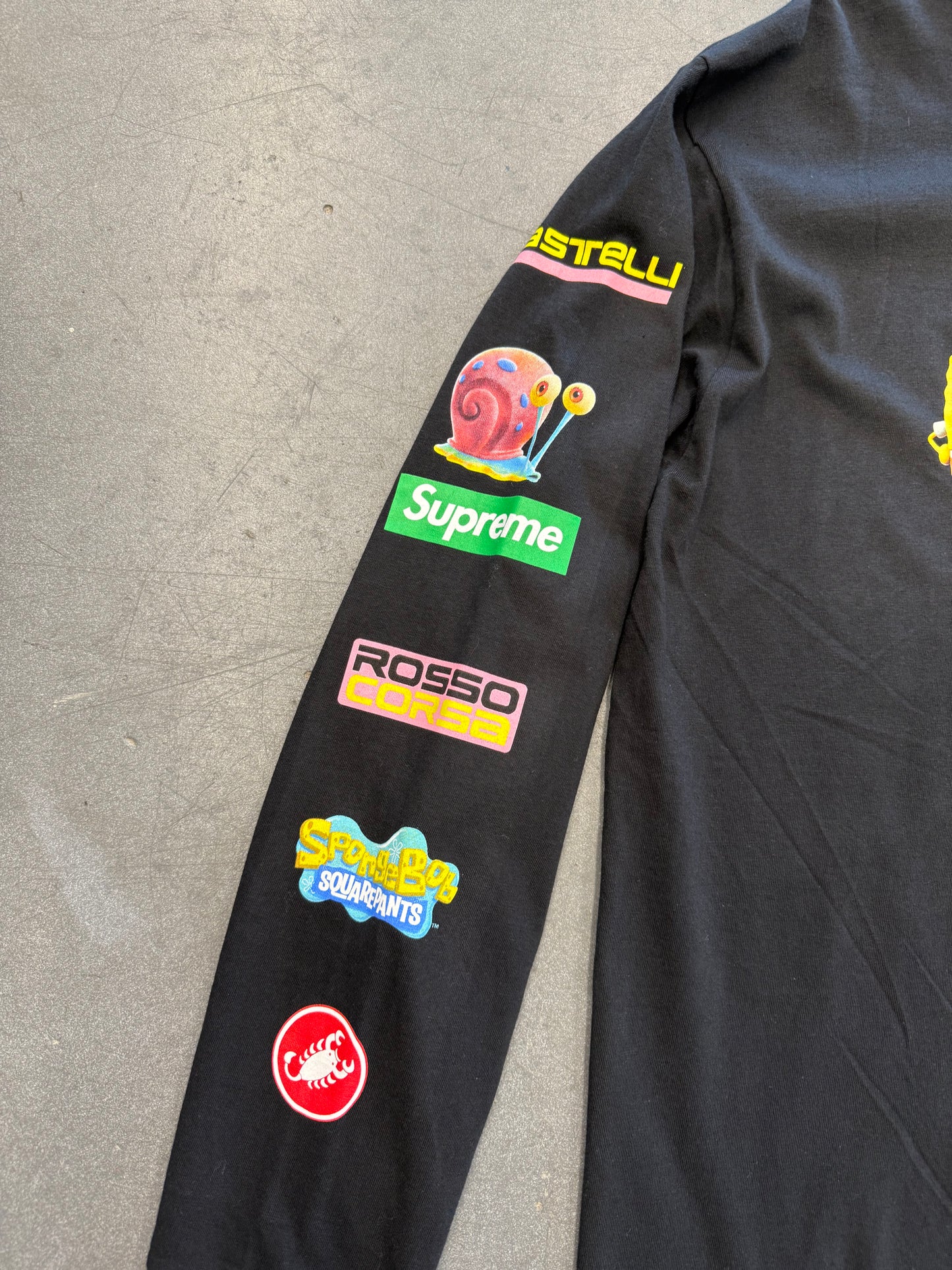 SS25 SUPREME SPONGEBOB CASTELLI RACING LONG SLEEVE TEE BLACK - XL