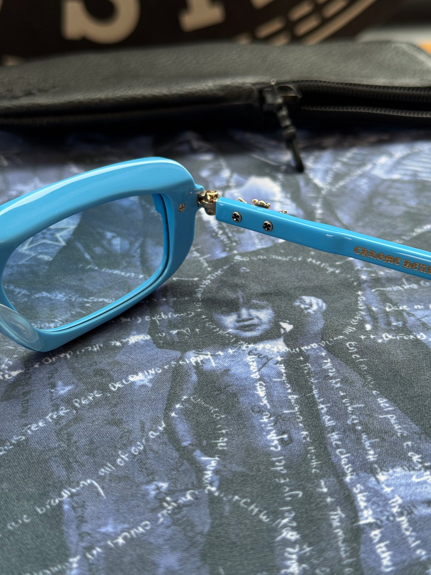 CHROME HEARTS ASSTRAVAGANT SUNGLASSES - BLUE/GOLD (WITH CLOTH AND CASE) - NEW