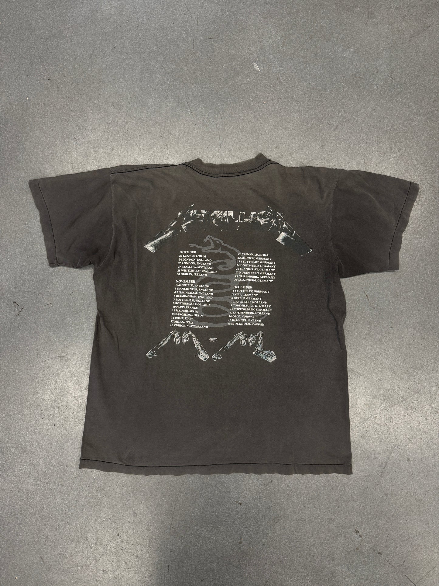 1991 METALLICA EUROPE BLACK TOUR TEE (FADED TAG)
