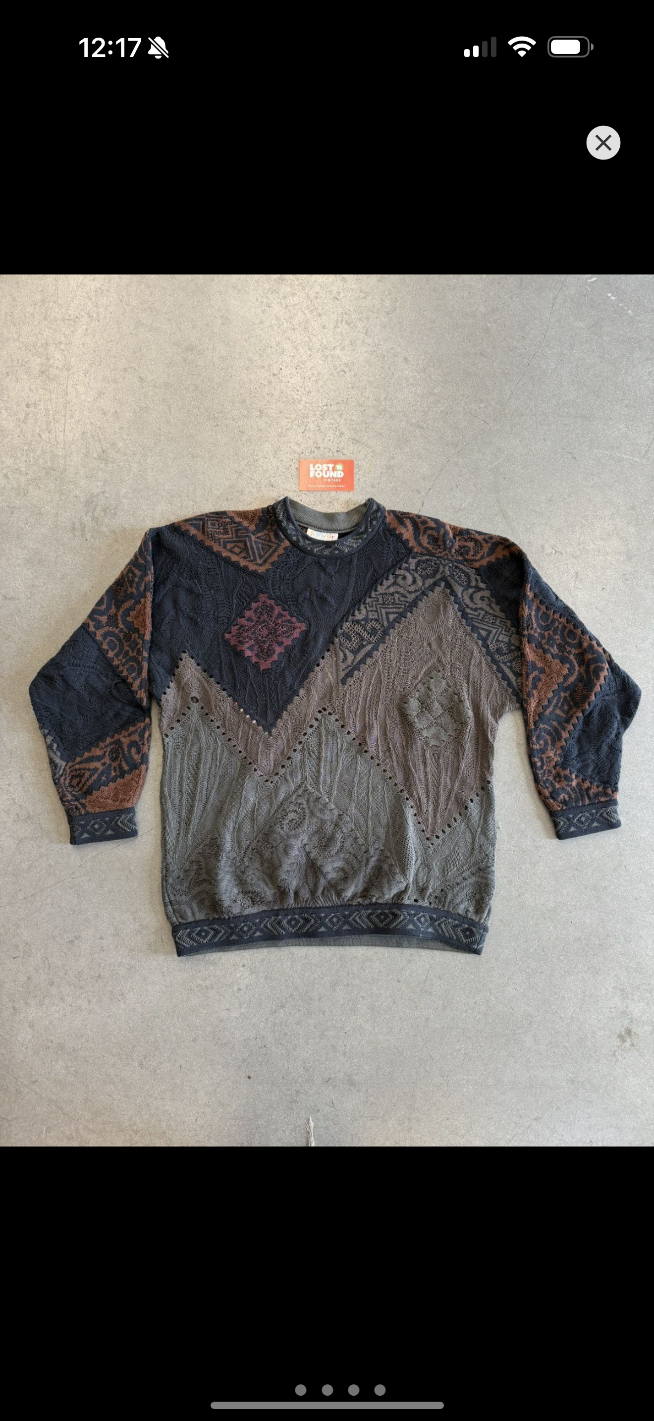 COOGI AUSTRALIA KNITTED SWEATER (WHITE TAG) BLACK/BROWN/GREY
