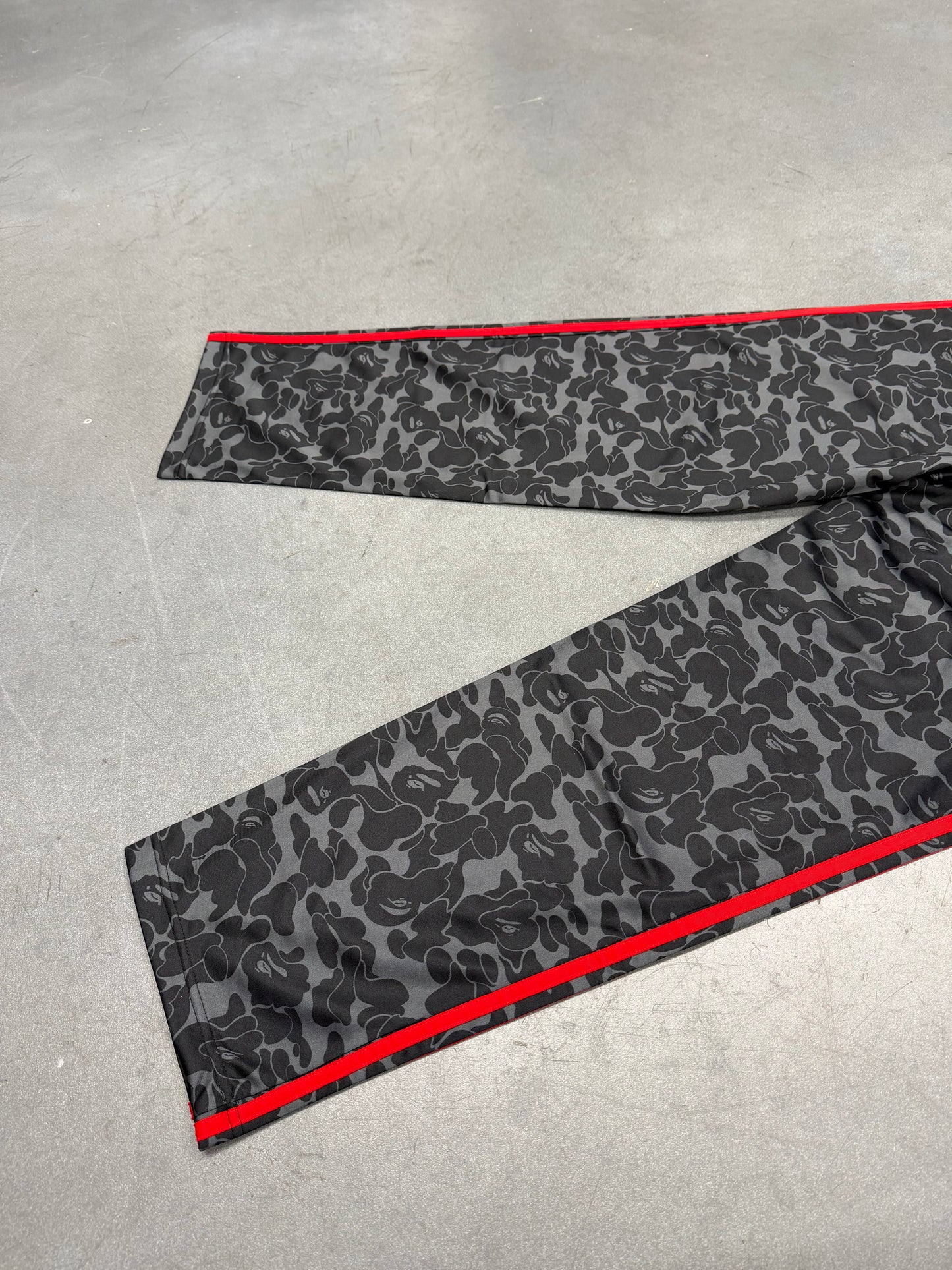 BAPE X ADIDAS ALL OVER PRINT TRACK PANTS - BLACK/RED (S) (NEW)