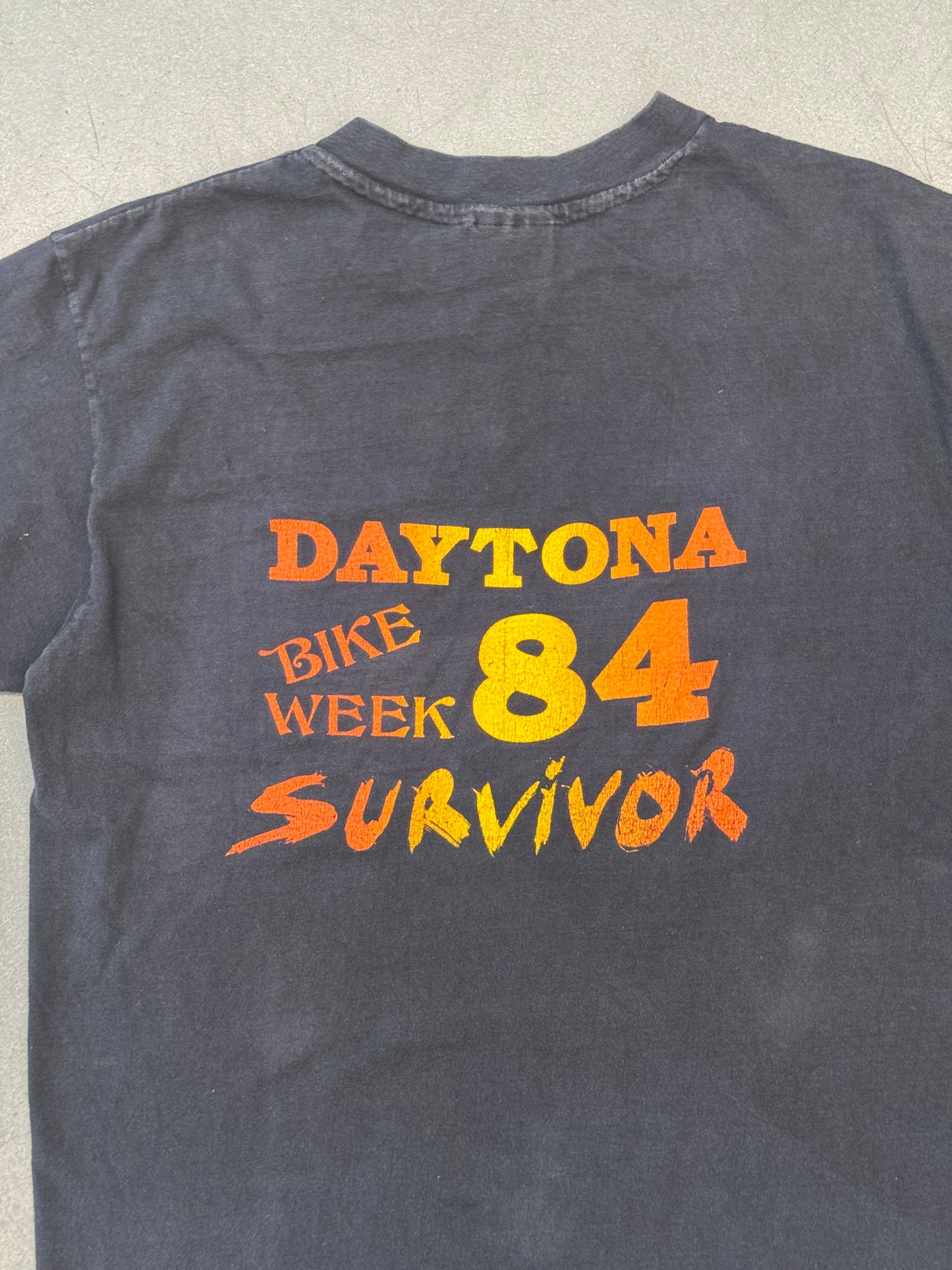 1984 DAYTONA BIKE WEEK SURVIVOR "LIFE IS A BITCH THEN YOU DIE" TEE (HANES TAG)