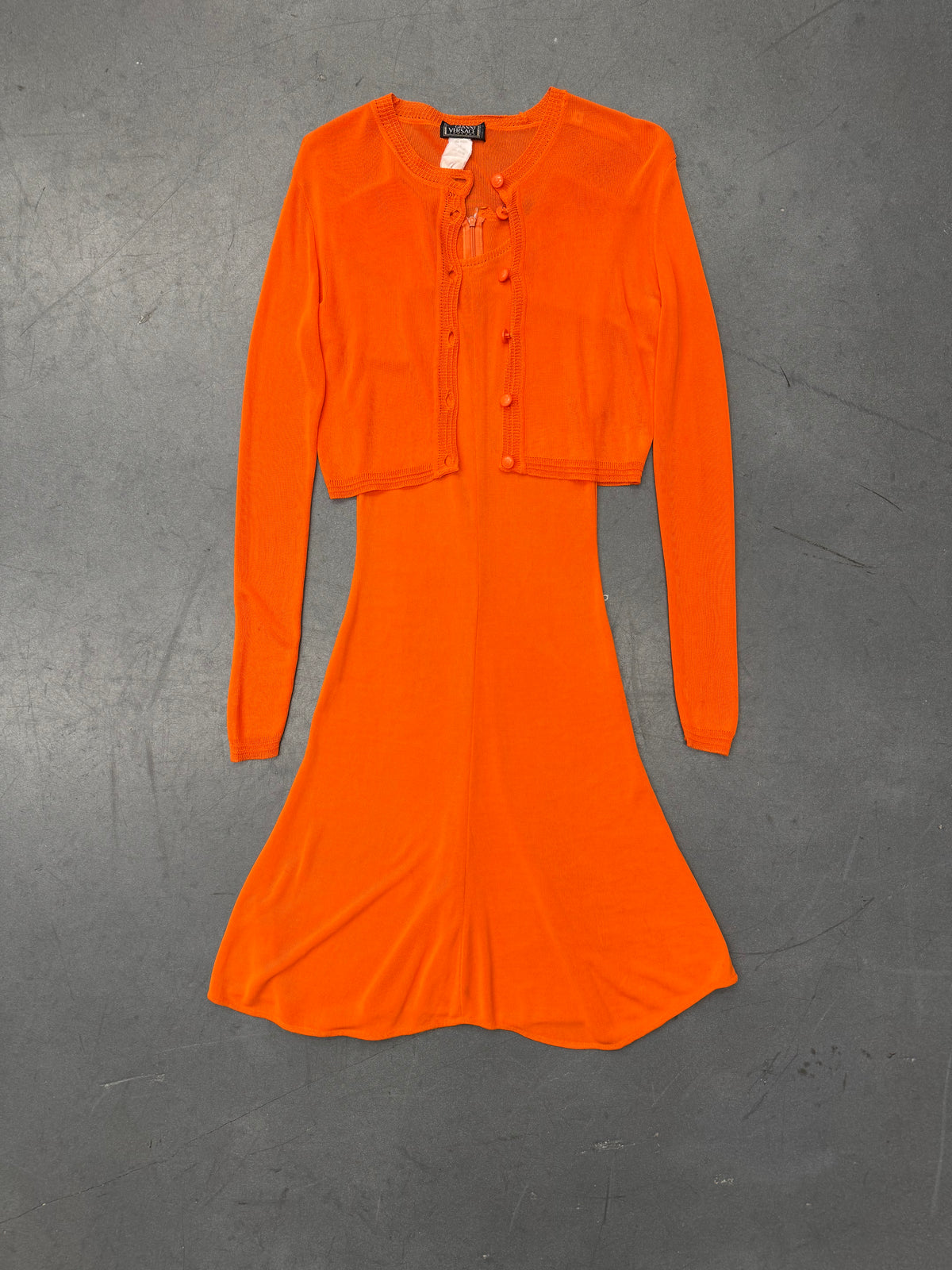 SS96 GIANNI VERSACE COUTURE ORANGE RAYON DRESS