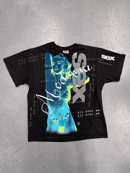 1991 MADONNA ALL OVER ME EROTICA SEX AOP TEE (HANES ULTRAWEIGHT TAG)